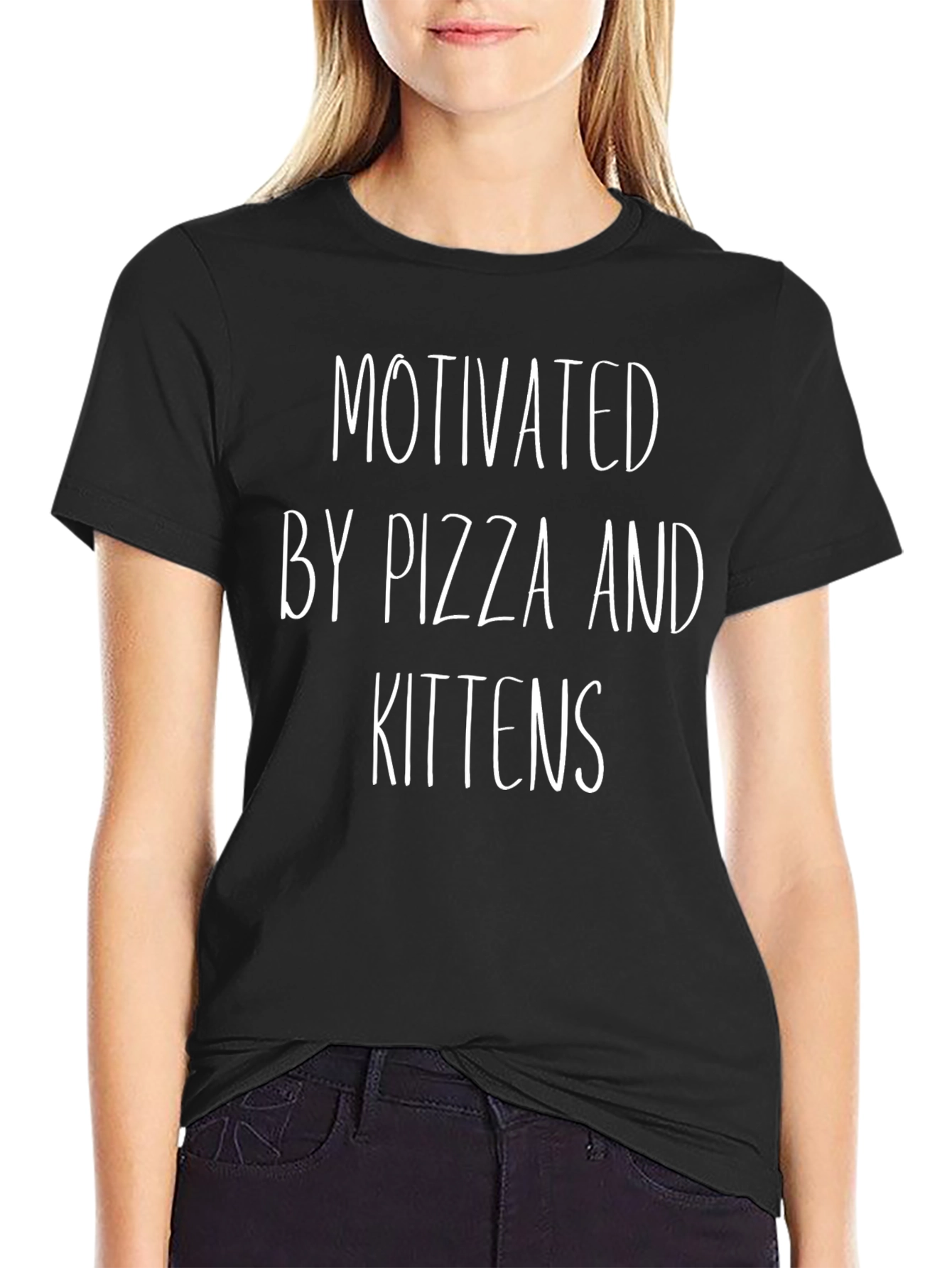 Motivated by Pizza and Kittens - Graphic T-Shirt