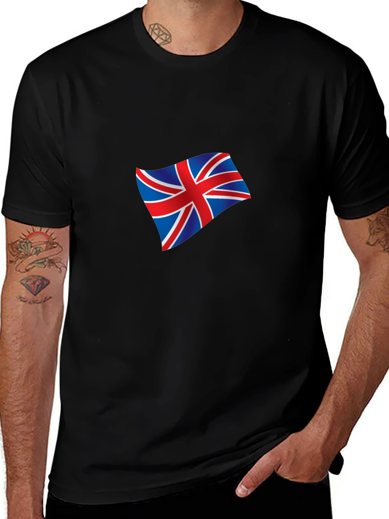 Union Jack Graphic Tee - Black Cotton Blend