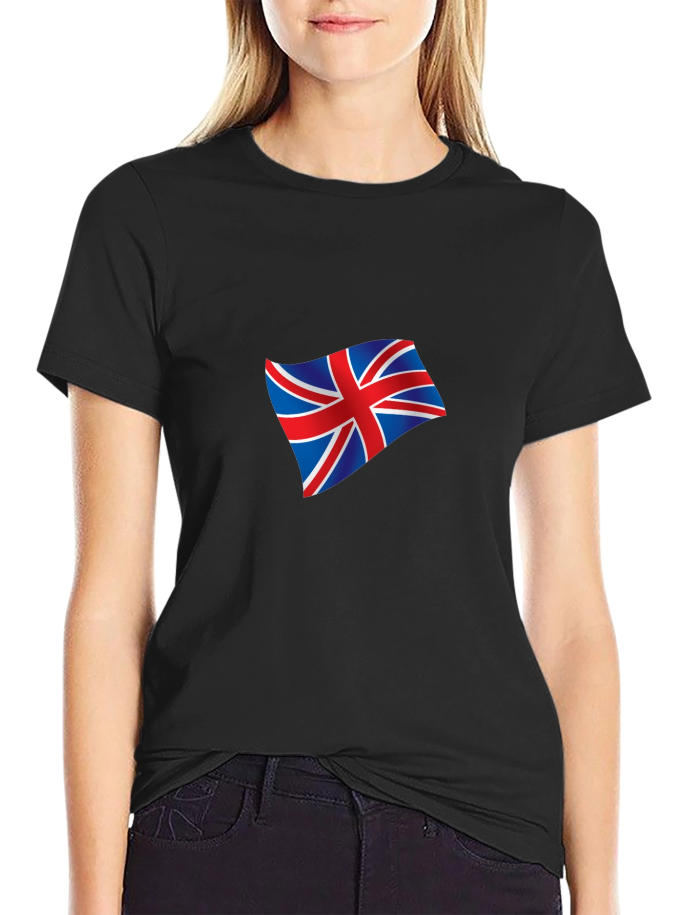 Union Jack Graphic Tee - Black Cotton Blend