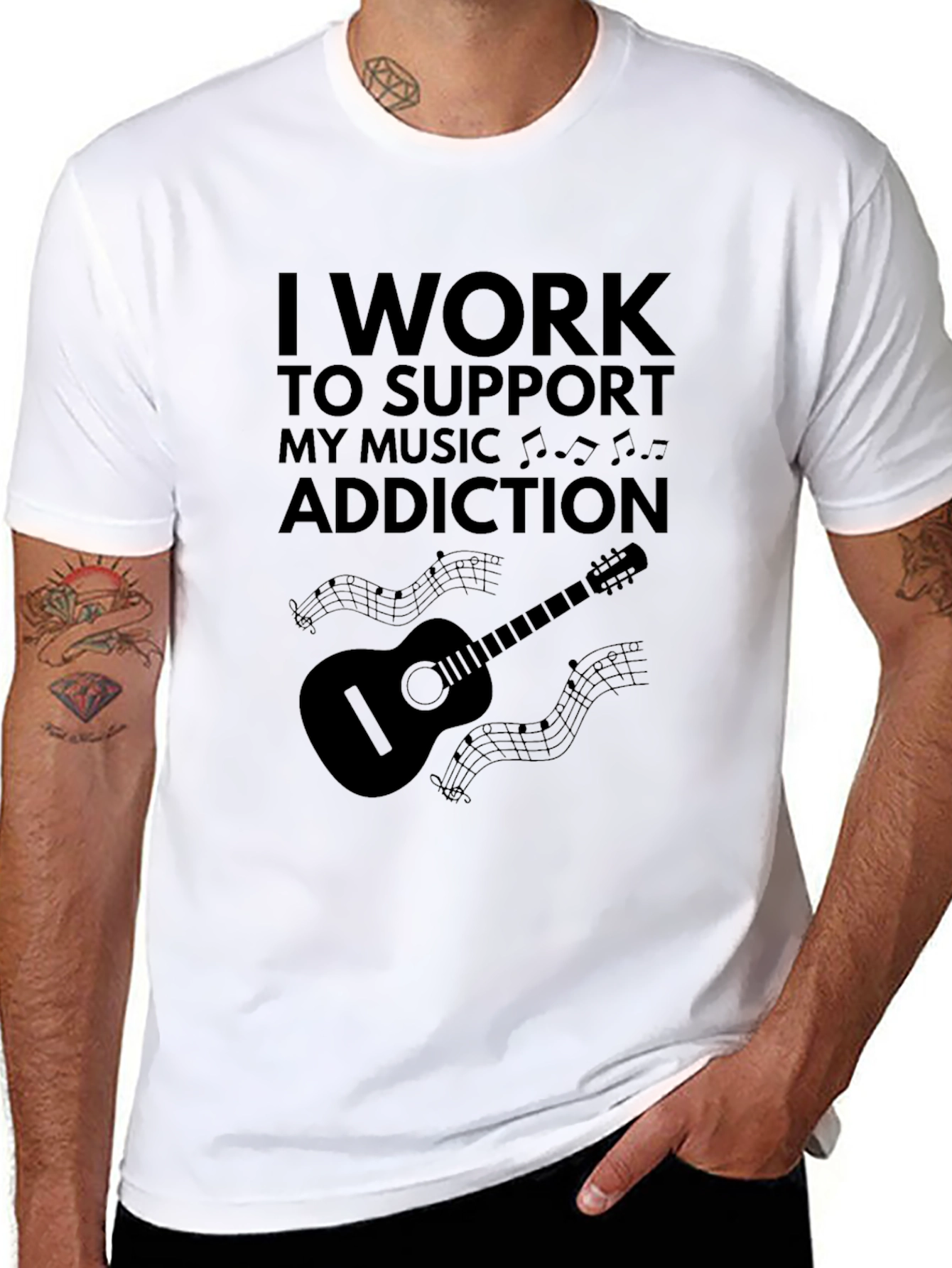 Music Addiction Black T-Shirt