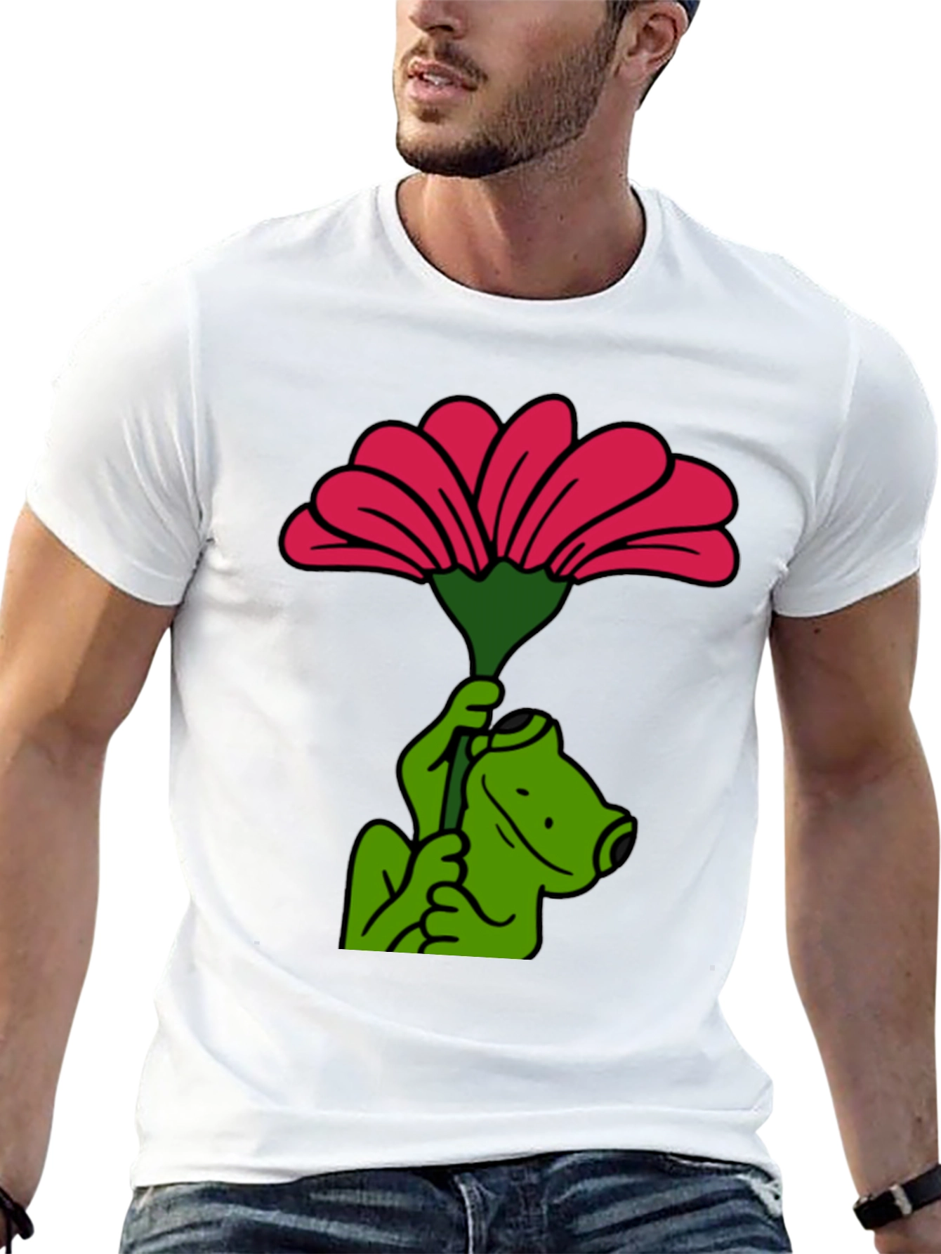 Frog with Flower Graphic T-Shirt