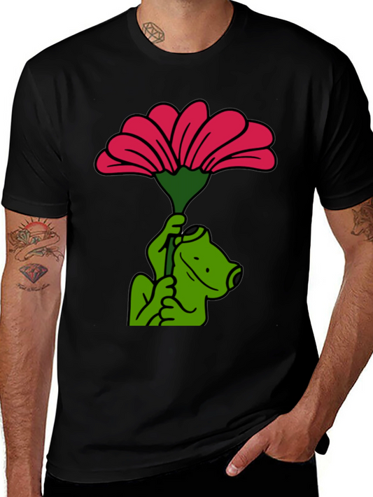 Frog with Flower Graphic T-Shirt