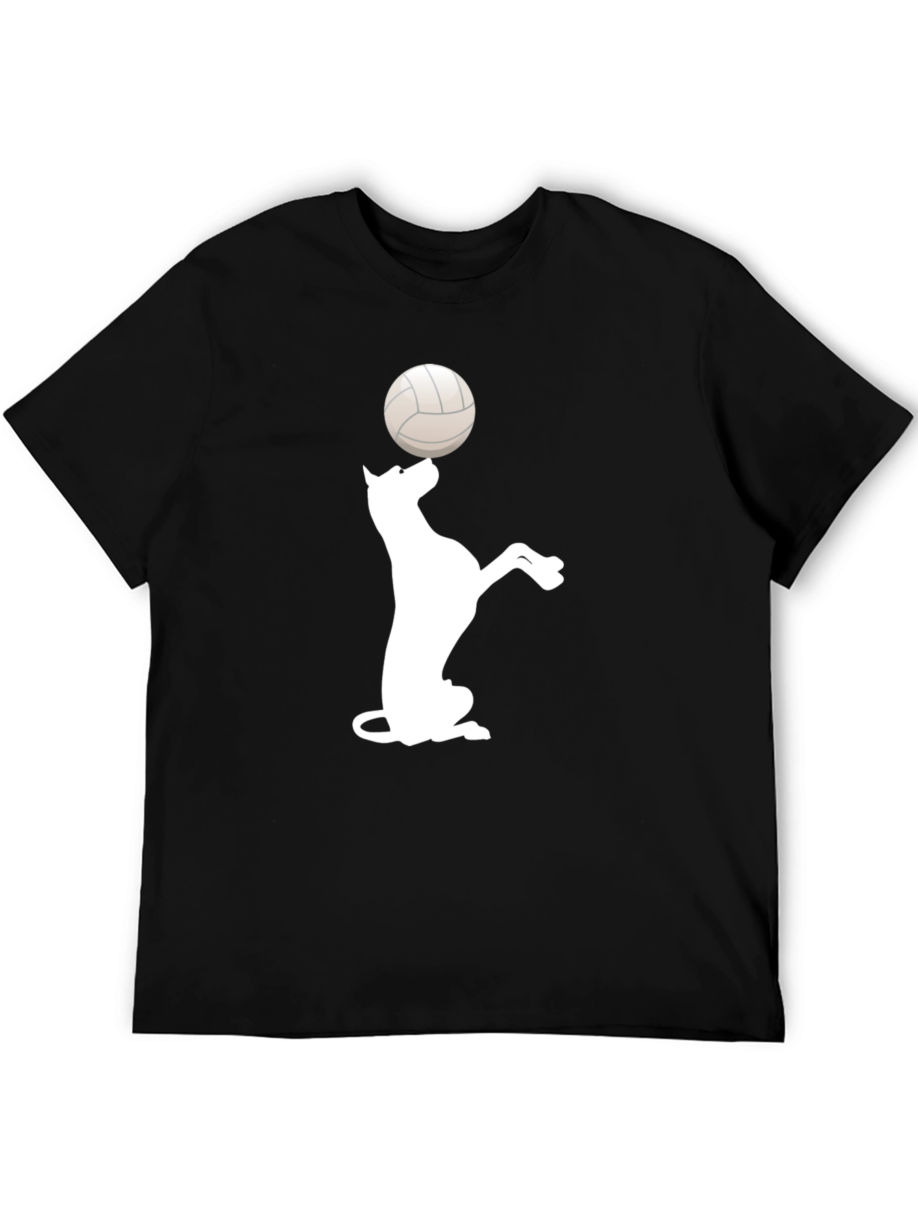 Dog Balancing Volleyball Black T-Shirt