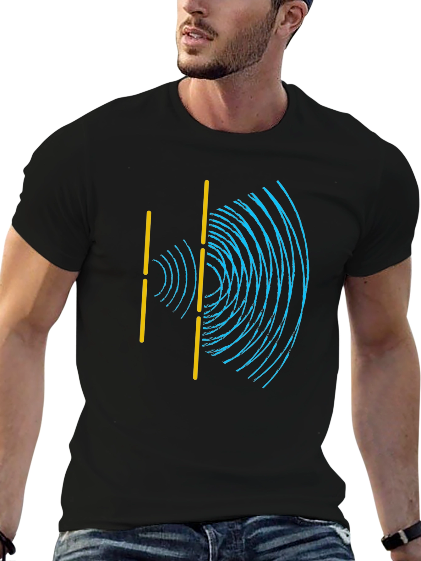 Wave Interference Black T-Shirt - Science Physics Tee
