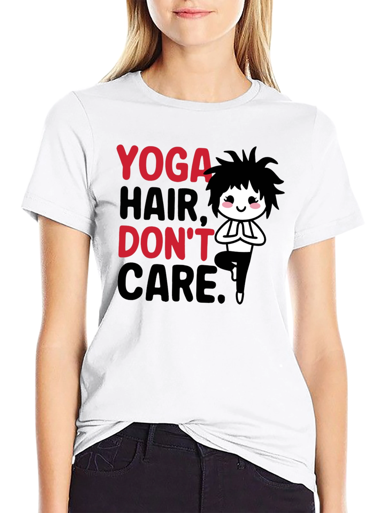 Yoga Hair Dont Care Black Tee