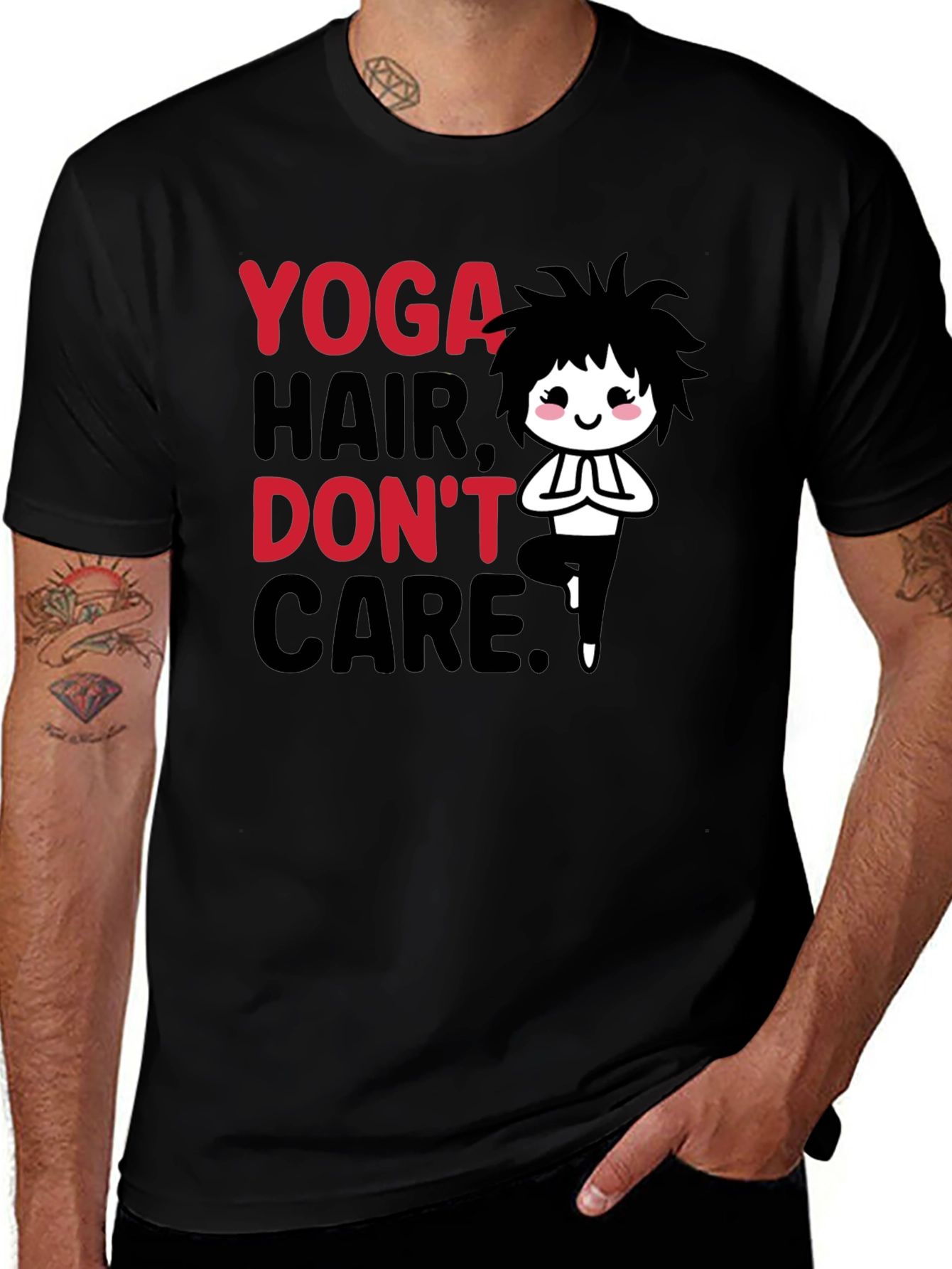 Yoga Hair Dont Care Black Tee
