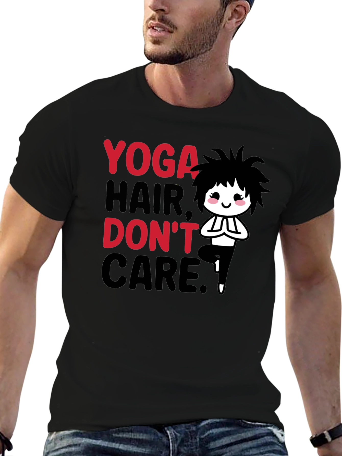 Yoga Hair Dont Care Black Tee
