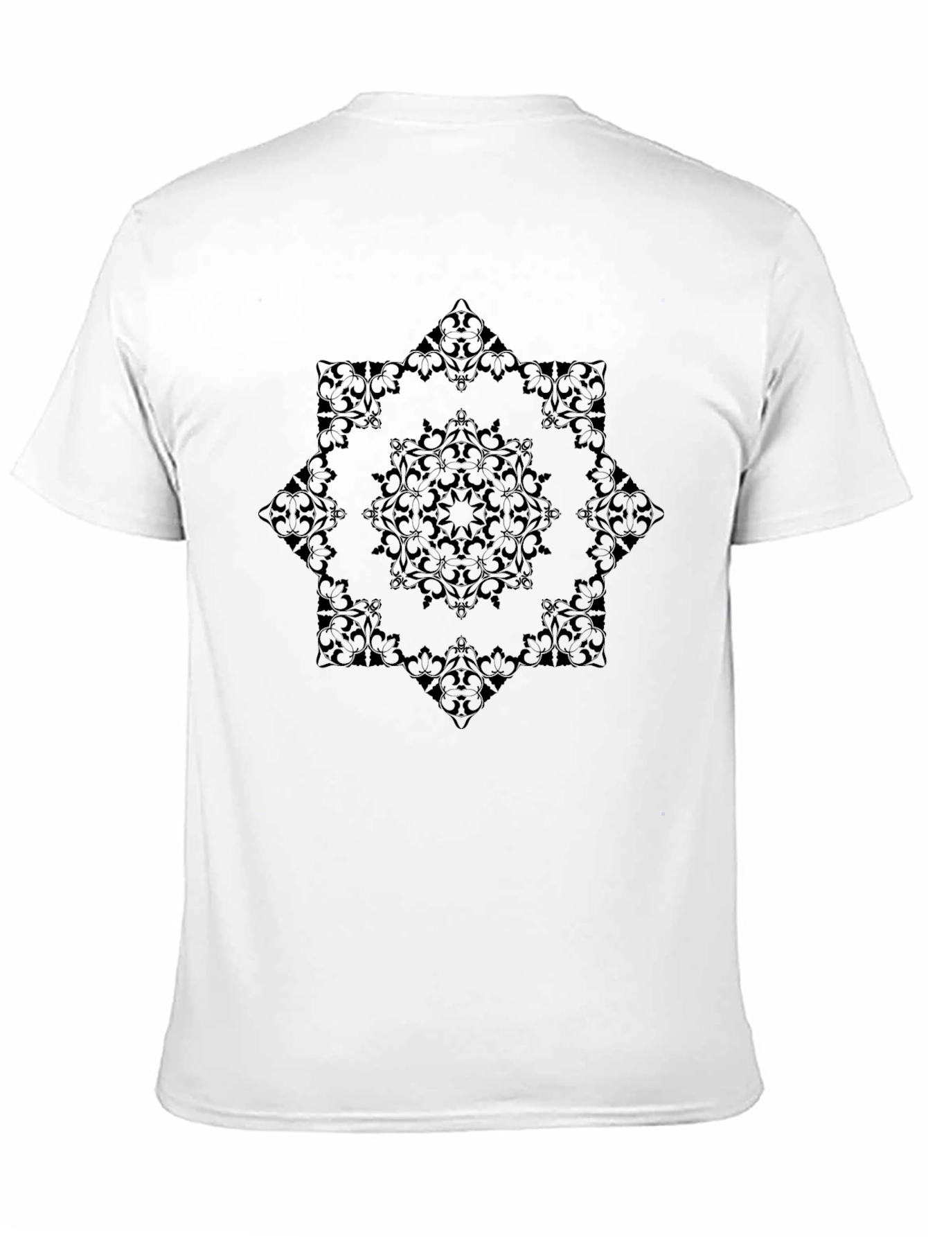 Elegant Floral Mandala Graphic Black T-Shirt