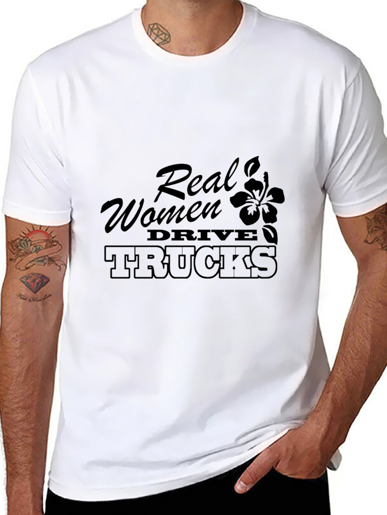 Real Women Drive Trucks Black T-Shirt