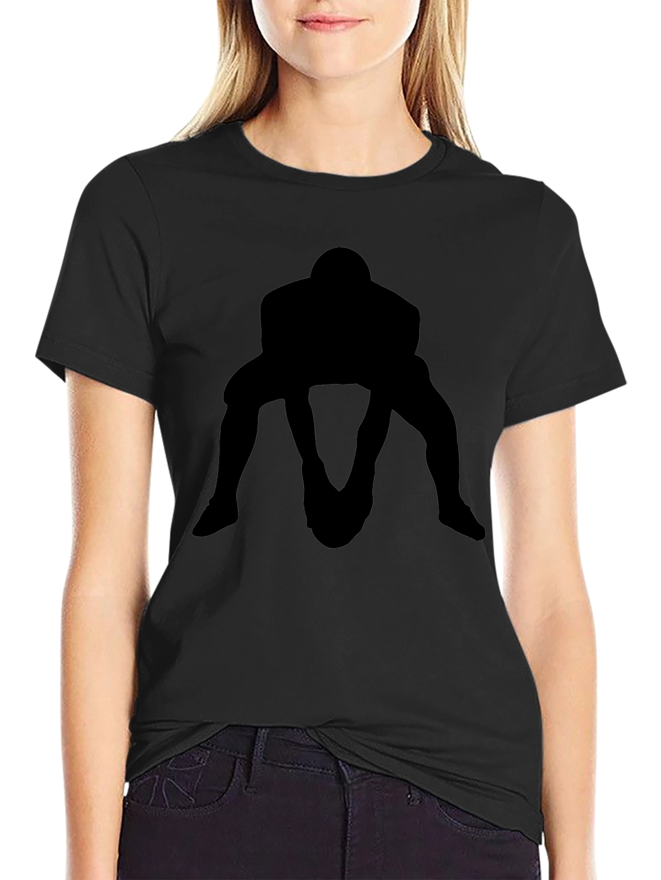 Rugby Player Silhouette Black T-Shirt