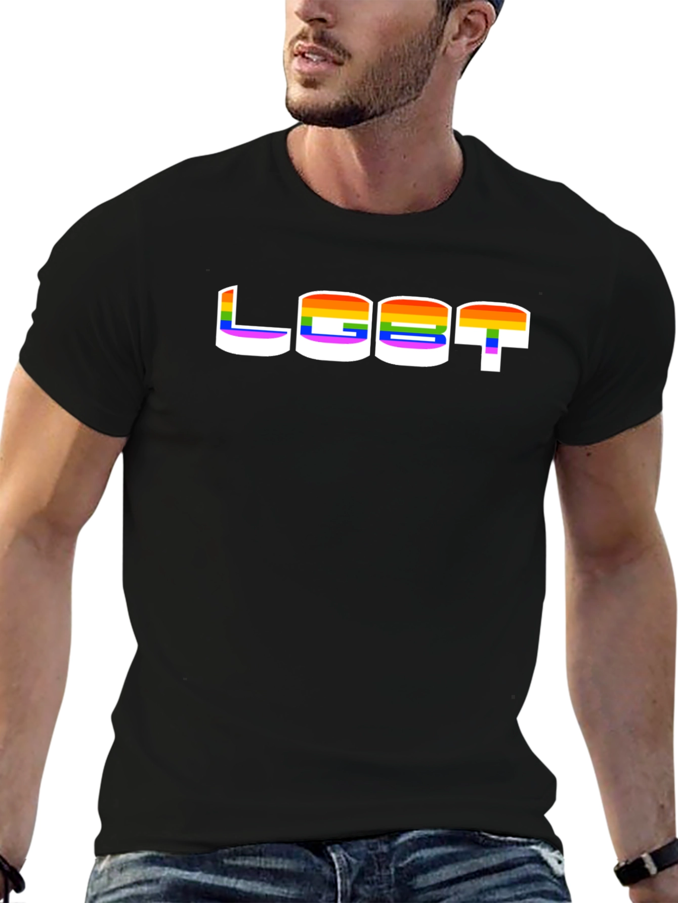 LGBT Pride Rainbow T-Shirt - Black Graphic Tee