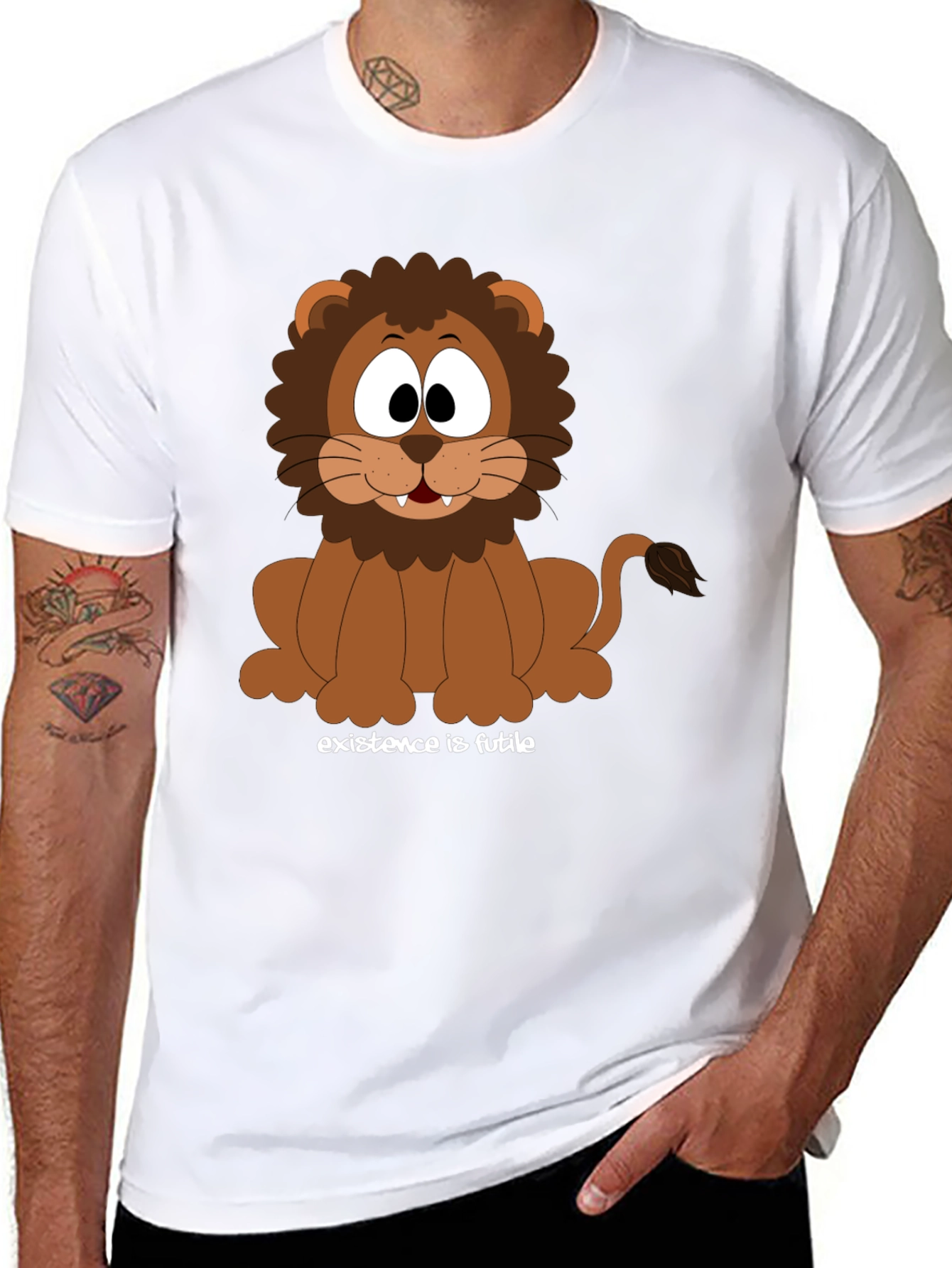 Cartoon Lion T-Shirt - Existence is Futile Design