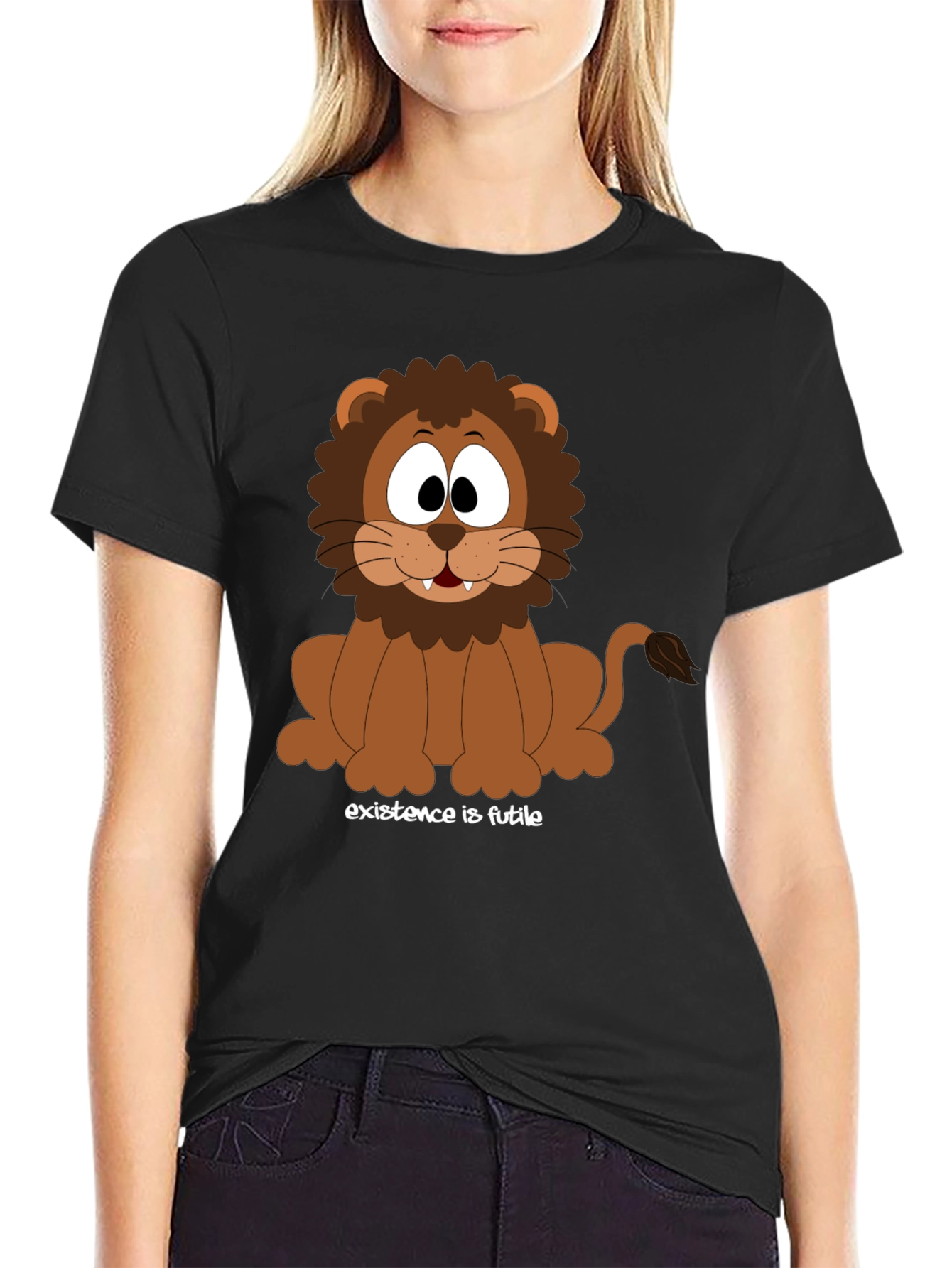 Cartoon Lion T-Shirt - Existence is Futile Design