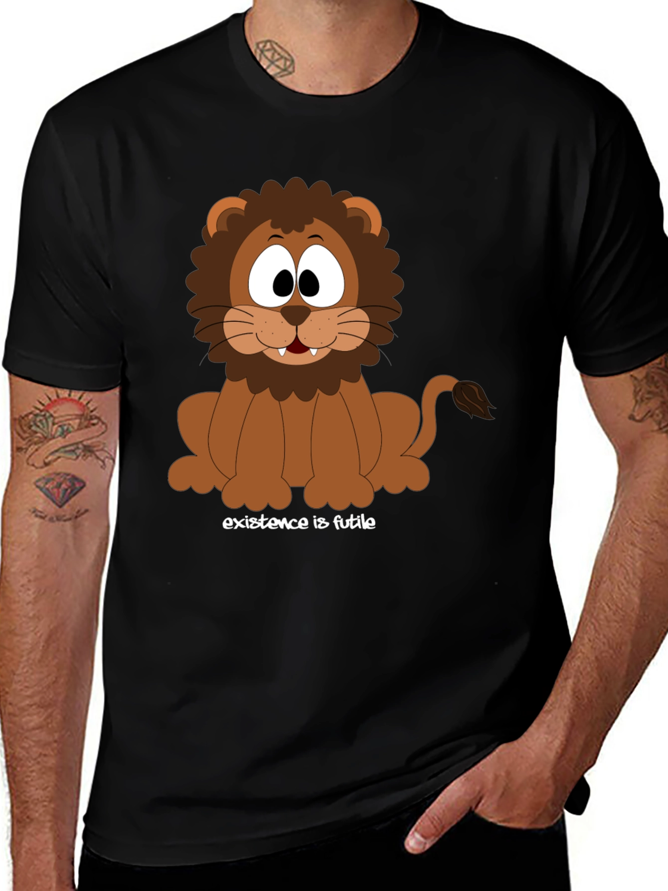Cartoon Lion T-Shirt - Existence is Futile Design