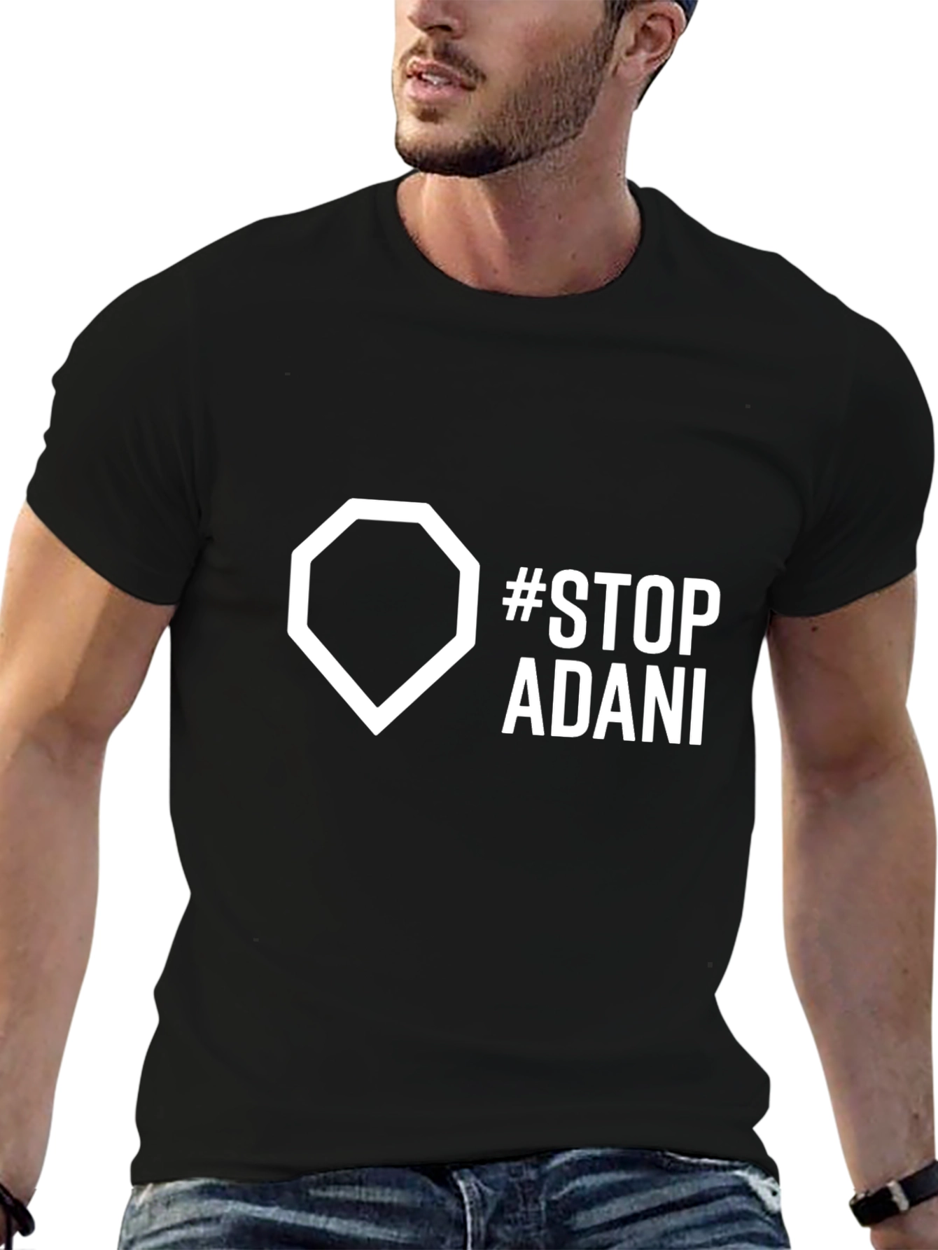 Stop Adani Graphic Tee - Black Cotton Activist Shirt