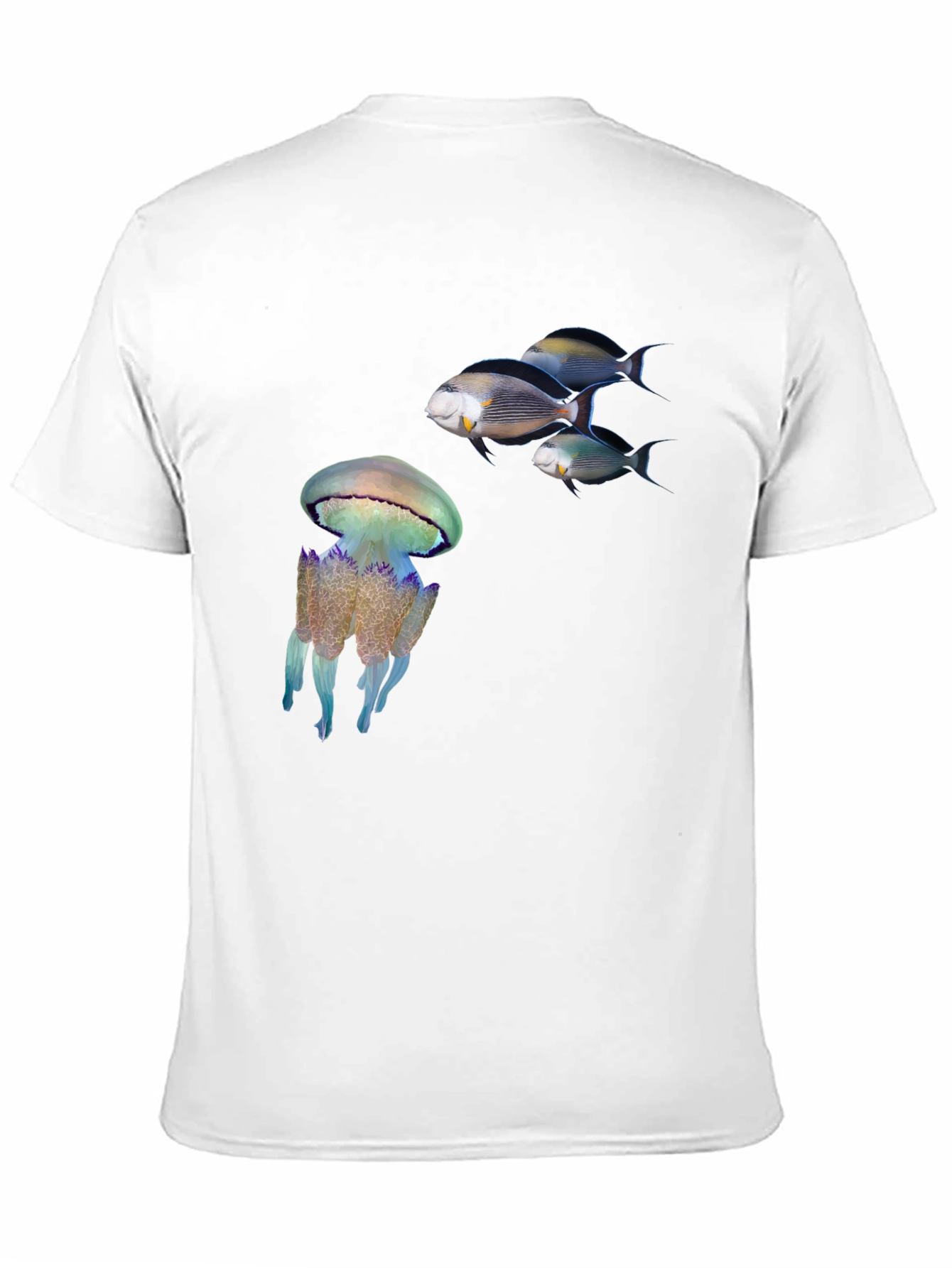 Ocean Life Black T-Shirt: Jellyfish & Fish