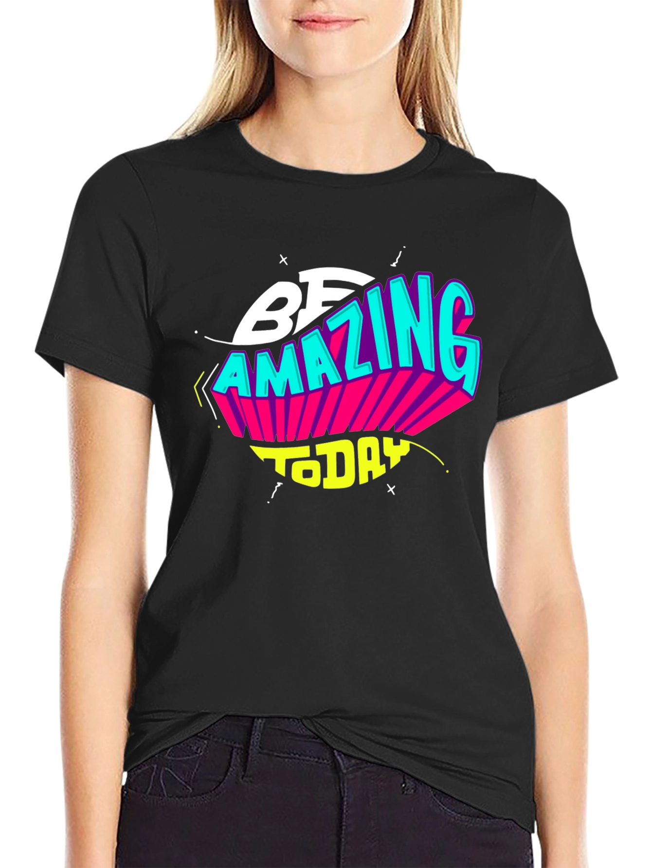 Be Amazing Today Black Graphic T-Shirt
