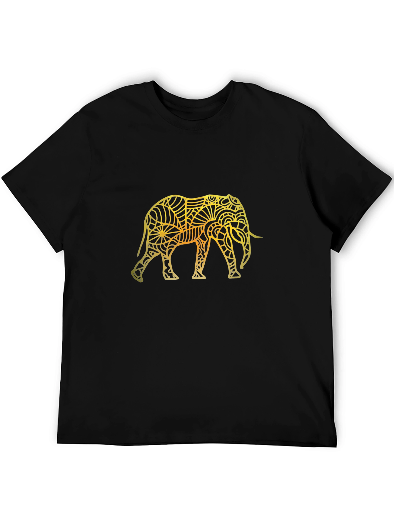 Elephant Mandala Graphic T-Shirt - Black