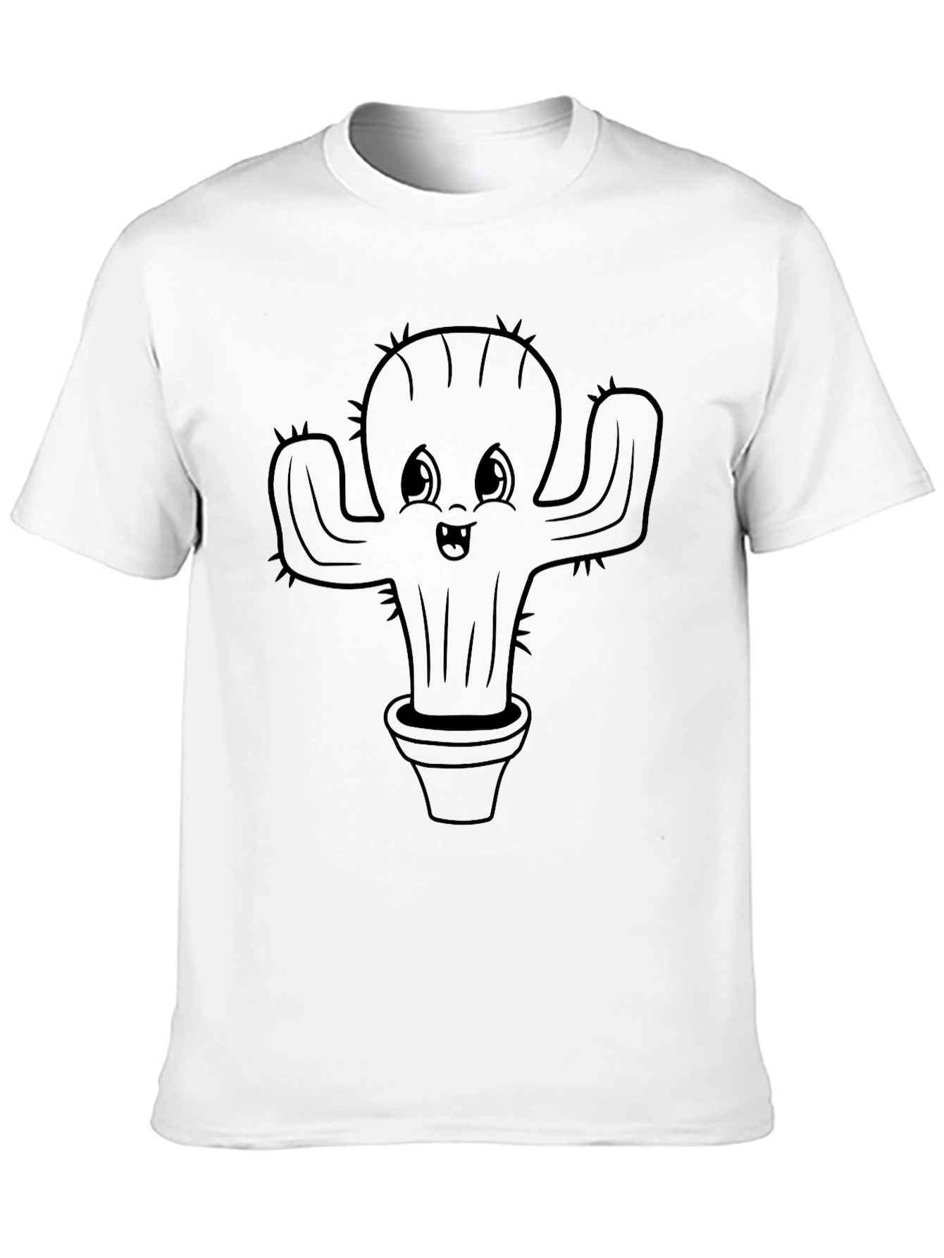 Cute Cactus Plant Graphic Tee - Black