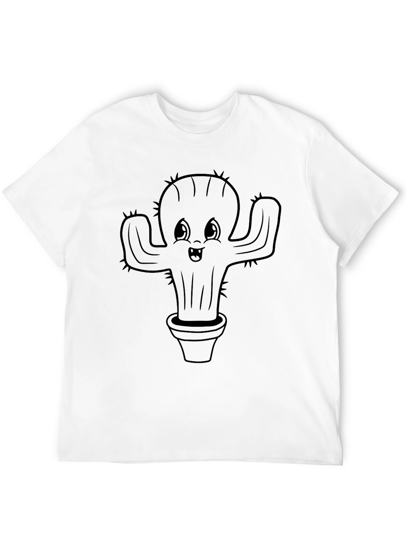 Cute Cactus Plant Graphic Tee - Black