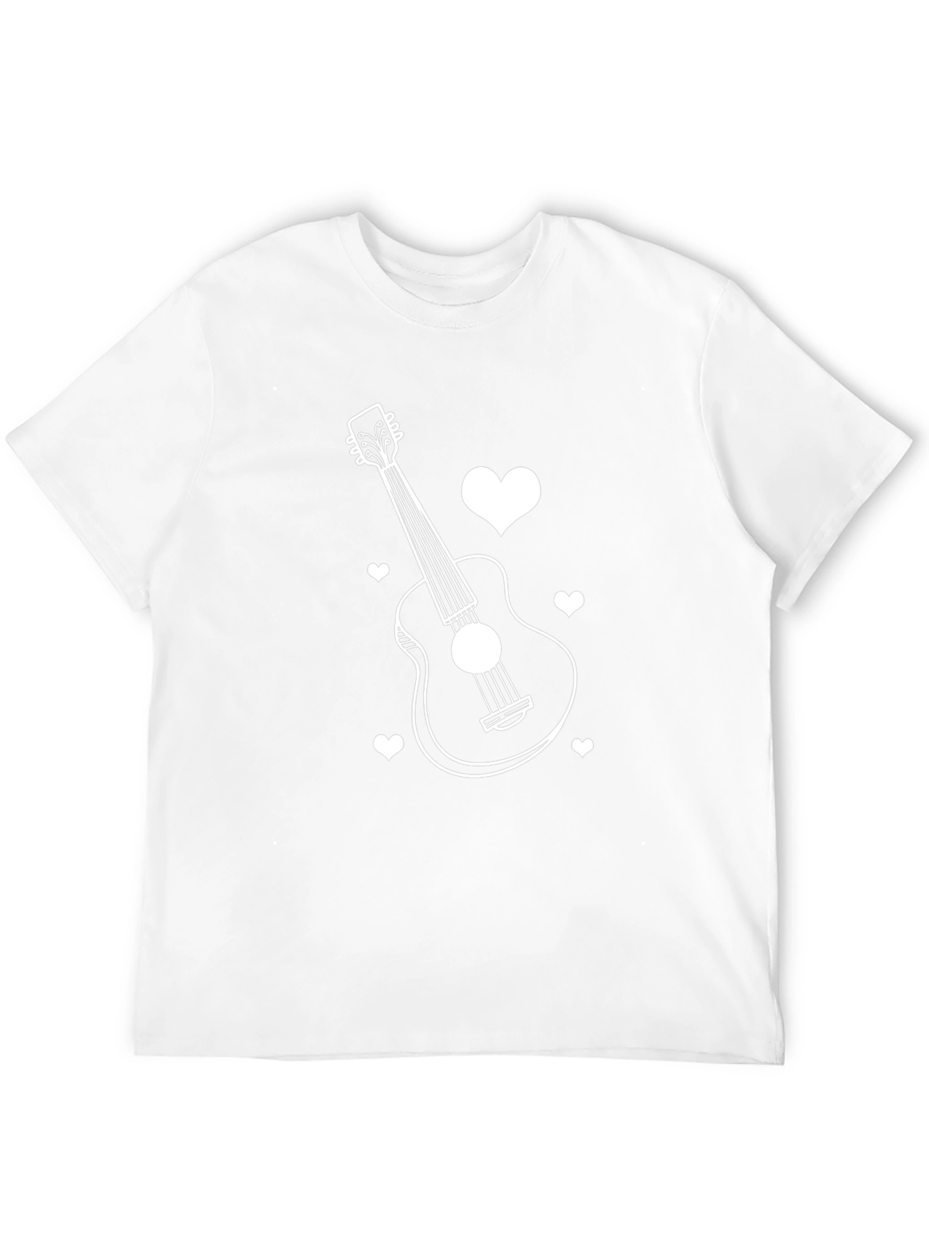 Guitar and Hearts Black T-Shirt - Music Lover Tee