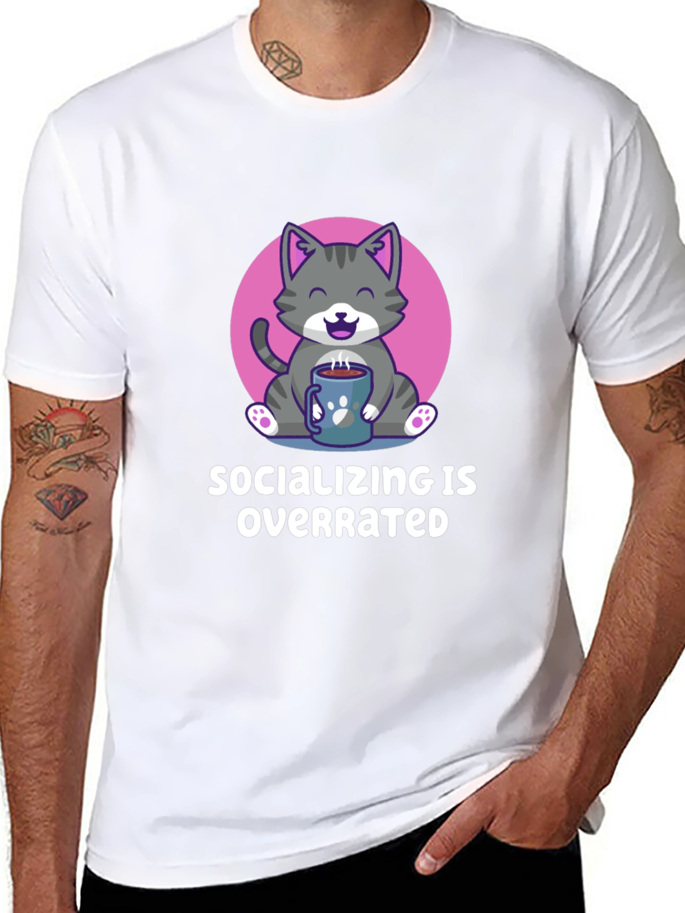 Socializing Is Overrated Cat T-Shirt