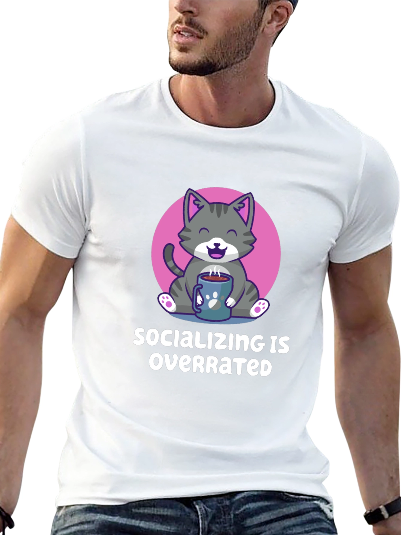 Socializing Is Overrated Cat T-Shirt