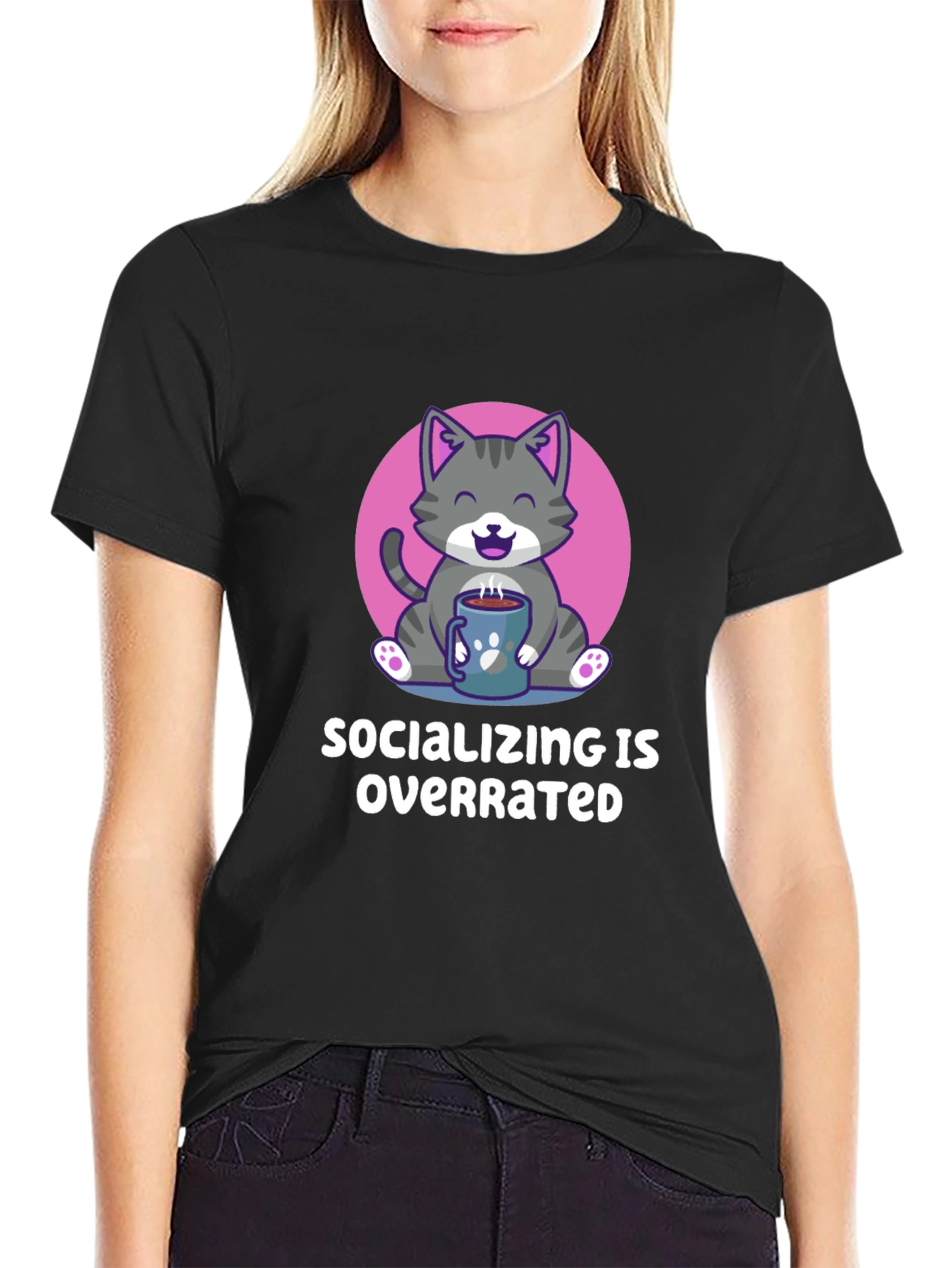 Socializing Is Overrated Cat T-Shirt