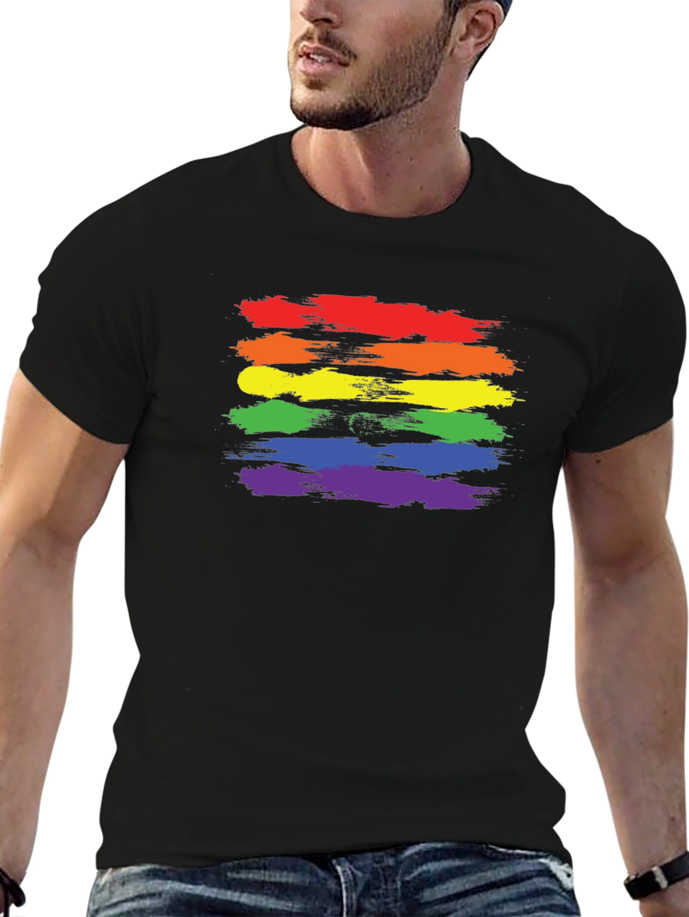 LGBT Pride T-Shirt - Rainbow Brush Strokes