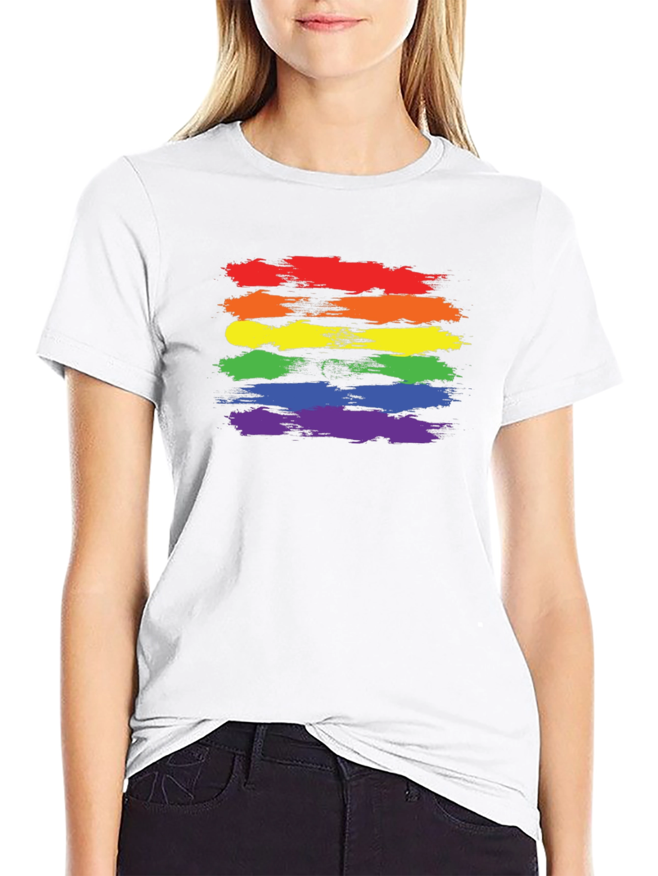 LGBT Pride T-Shirt - Rainbow Brush Strokes