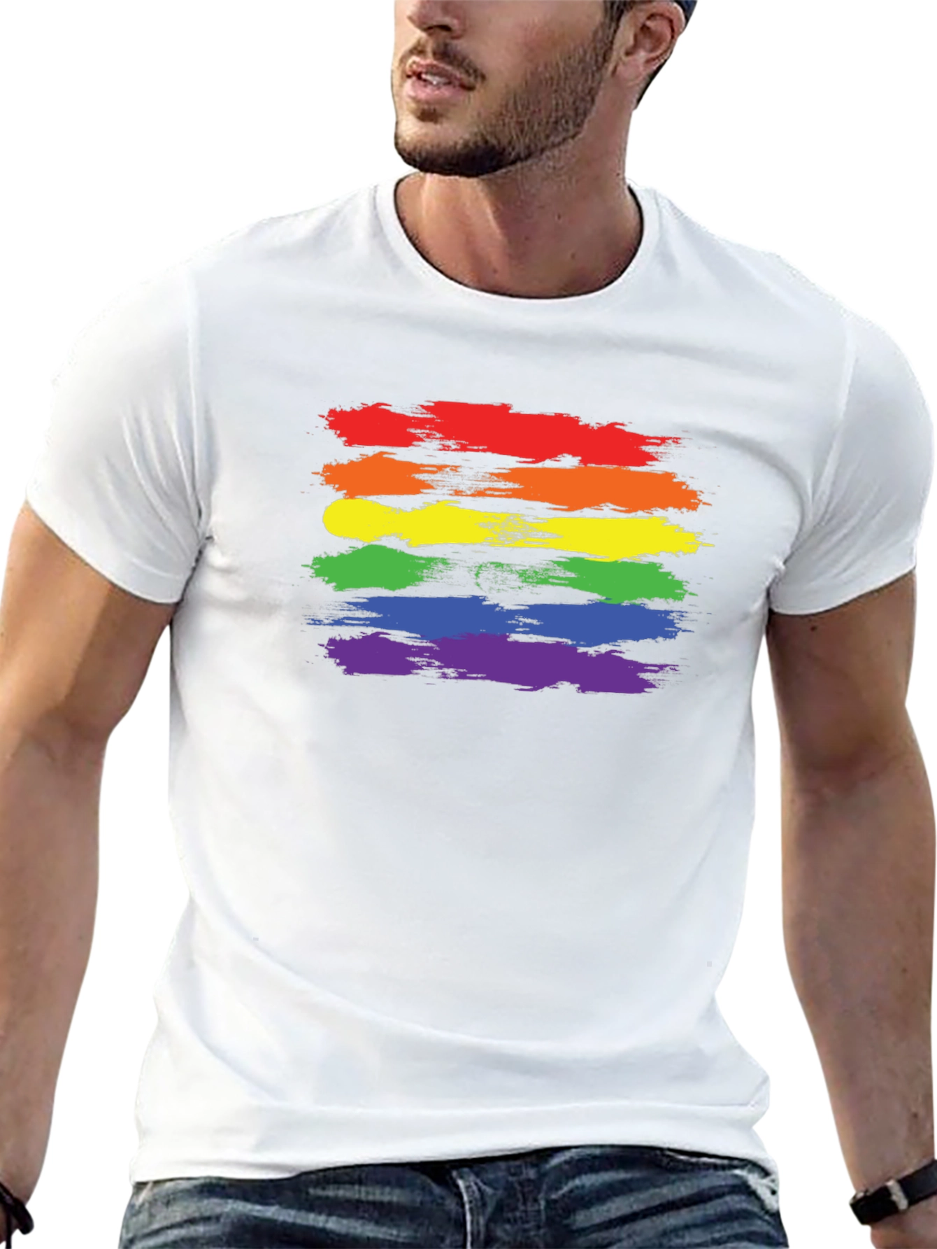 LGBT Pride T-Shirt - Rainbow Brush Strokes