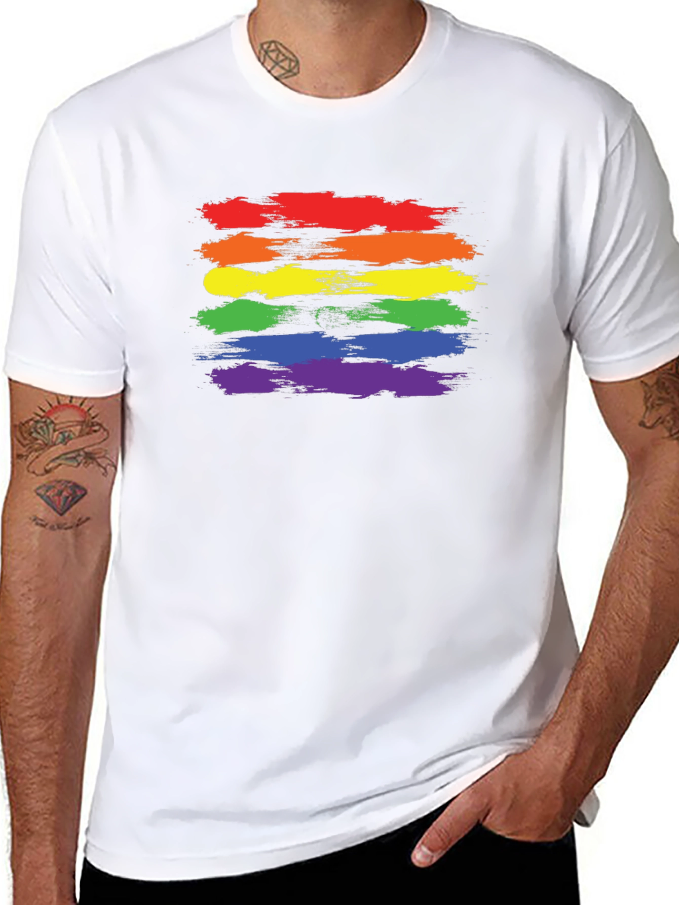 LGBT Pride T-Shirt - Rainbow Brush Strokes