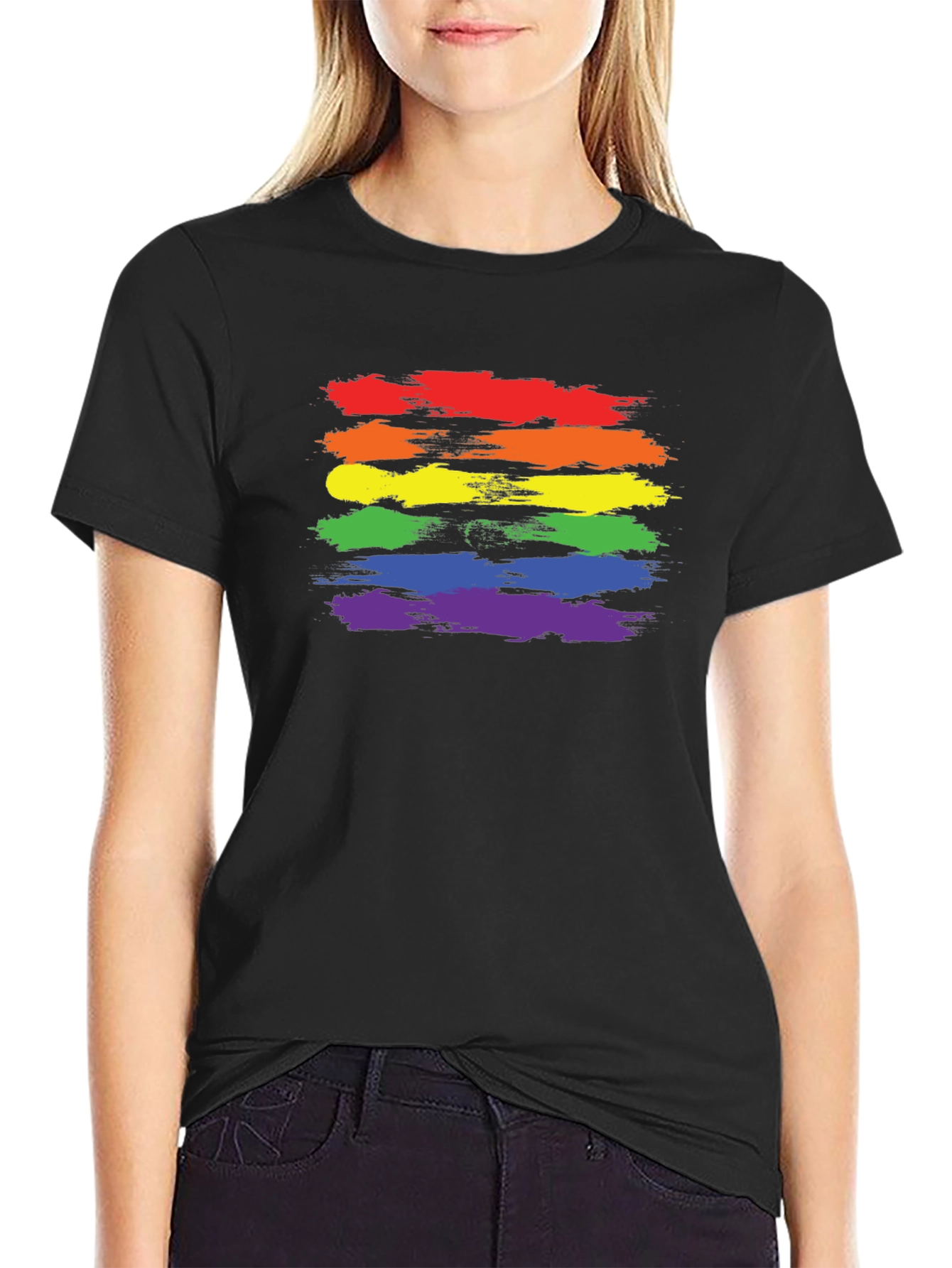 LGBT Pride T-Shirt - Rainbow Brush Strokes