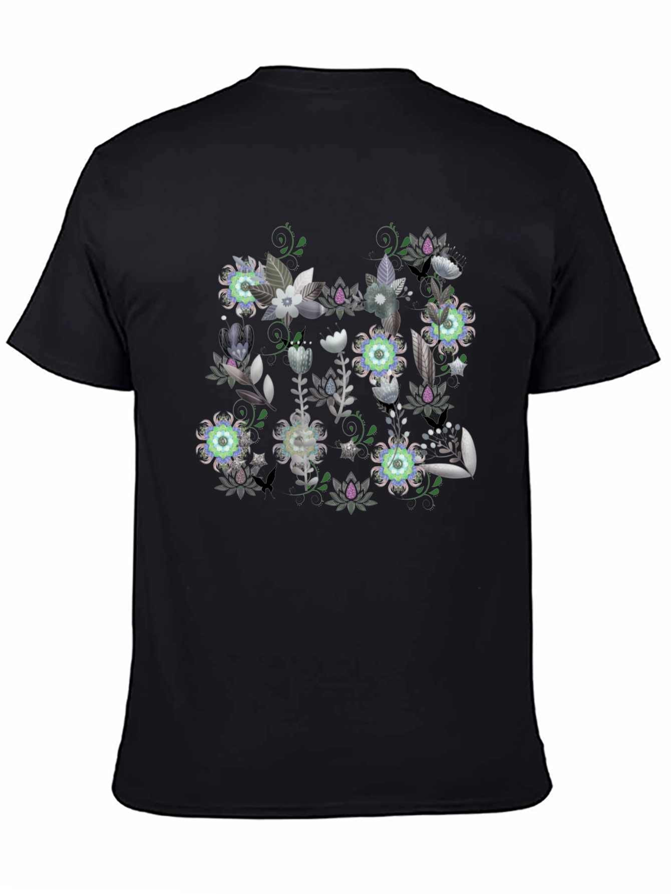 Floral Graphic Black T-Shirt - Stylish Mens Tee