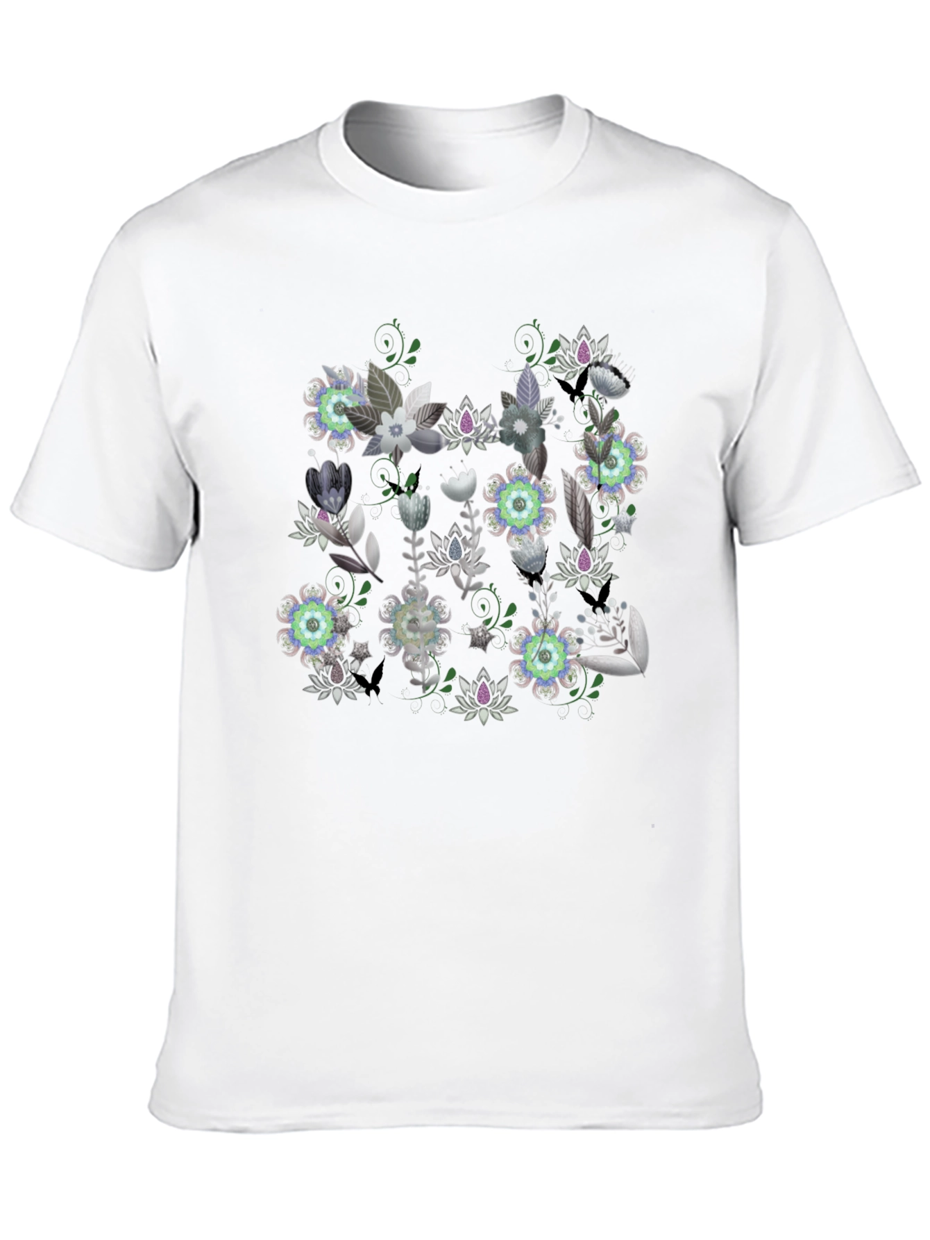 Floral Graphic Black T-Shirt - Stylish Mens Tee