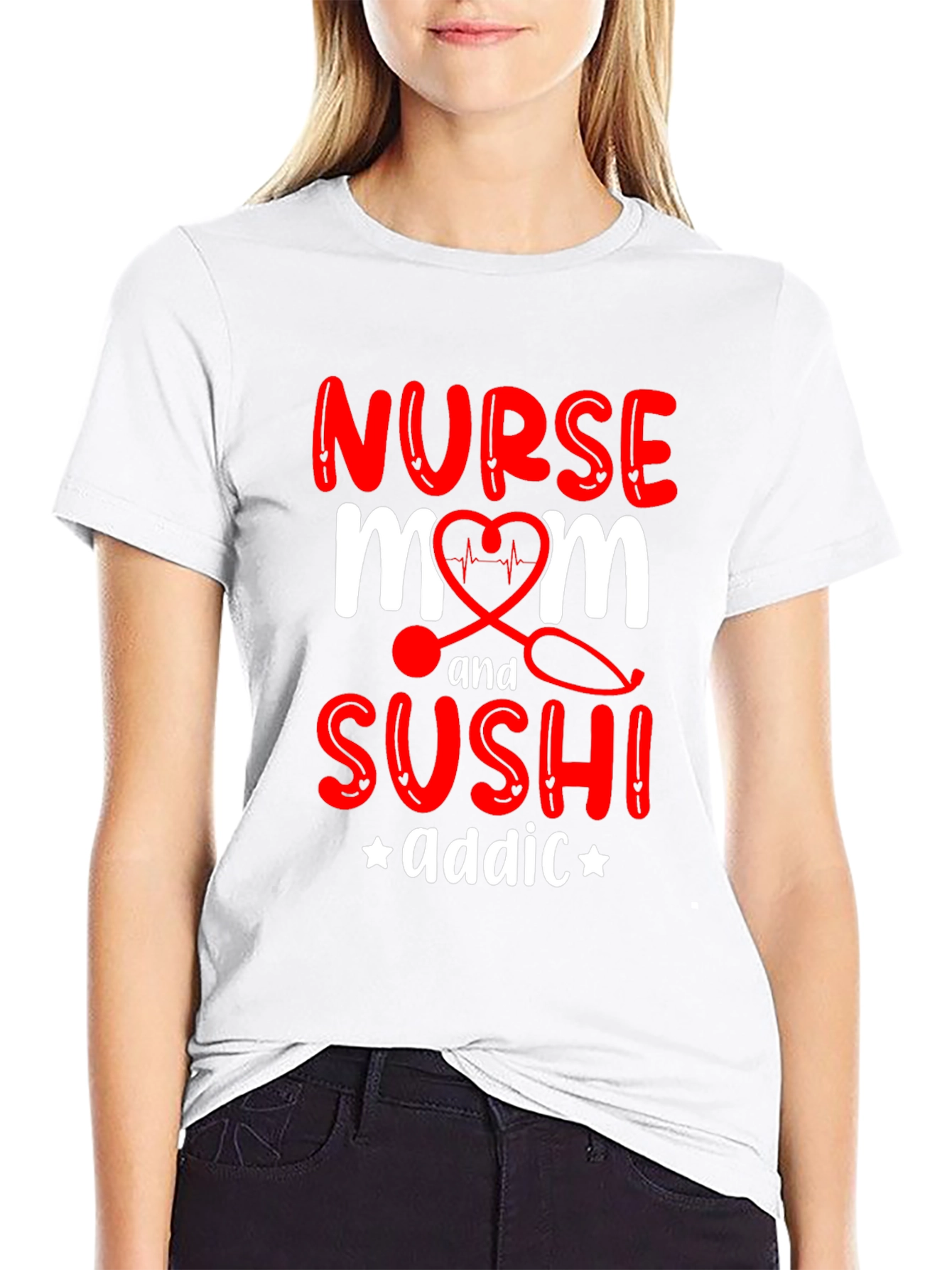 Nurse Mom Sushi Addict Graphic T-Shirt