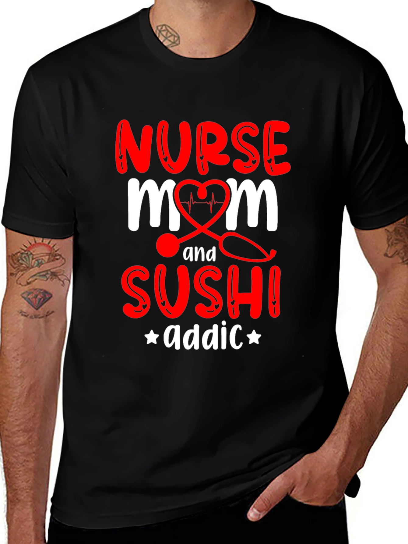 Nurse Mom Sushi Addict Graphic T-Shirt