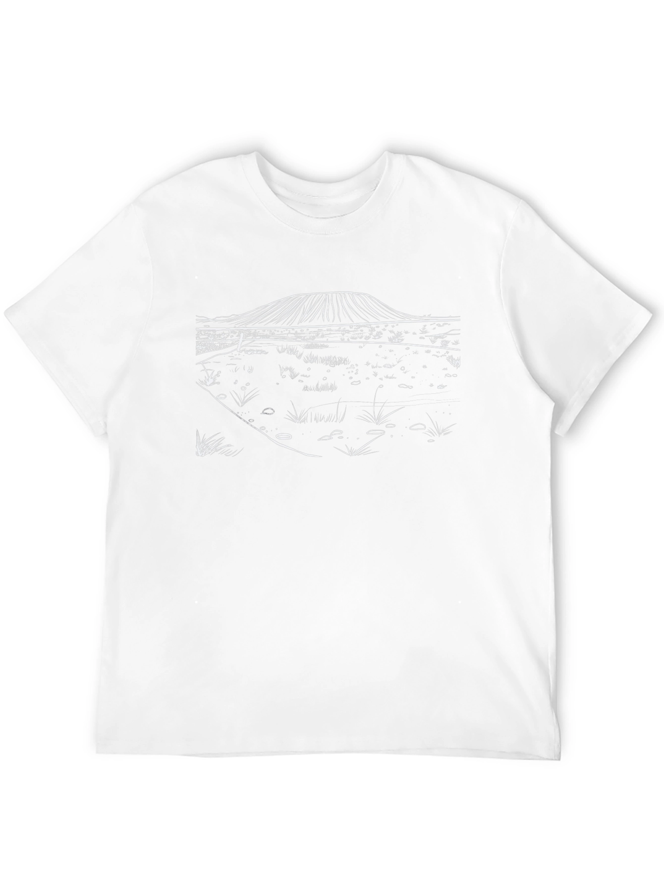 Black T-Shirt with Minimalist Landscape Design