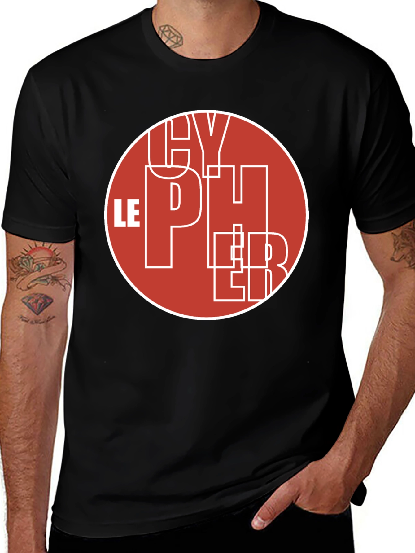 Cypher Graphic Tee - Modern Red and White Design