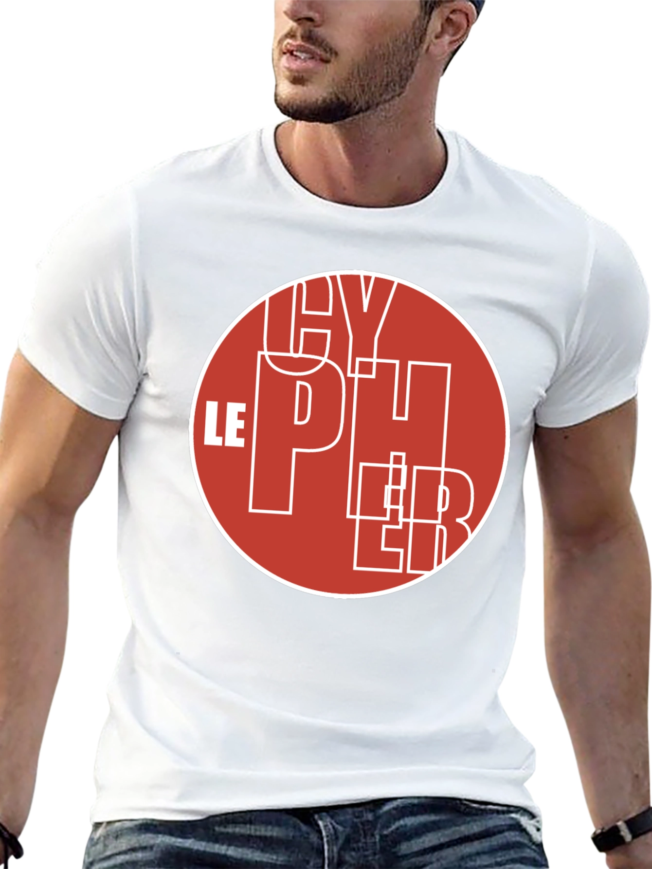 Cypher Graphic Tee - Modern Red and White Design