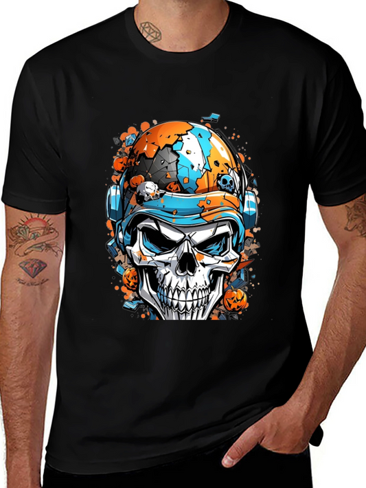 Skull Helmet Graphic Tee - Halloween Edition