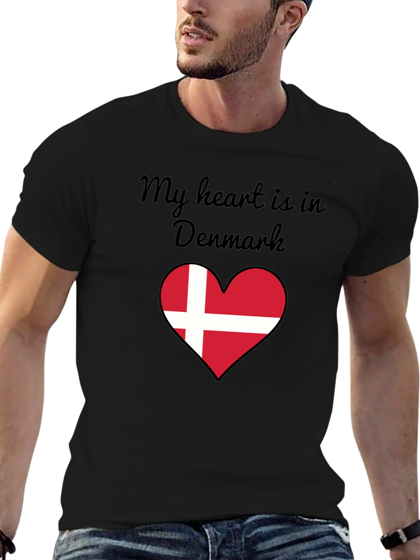 Denmark Heart Flag Graphic T-Shirt