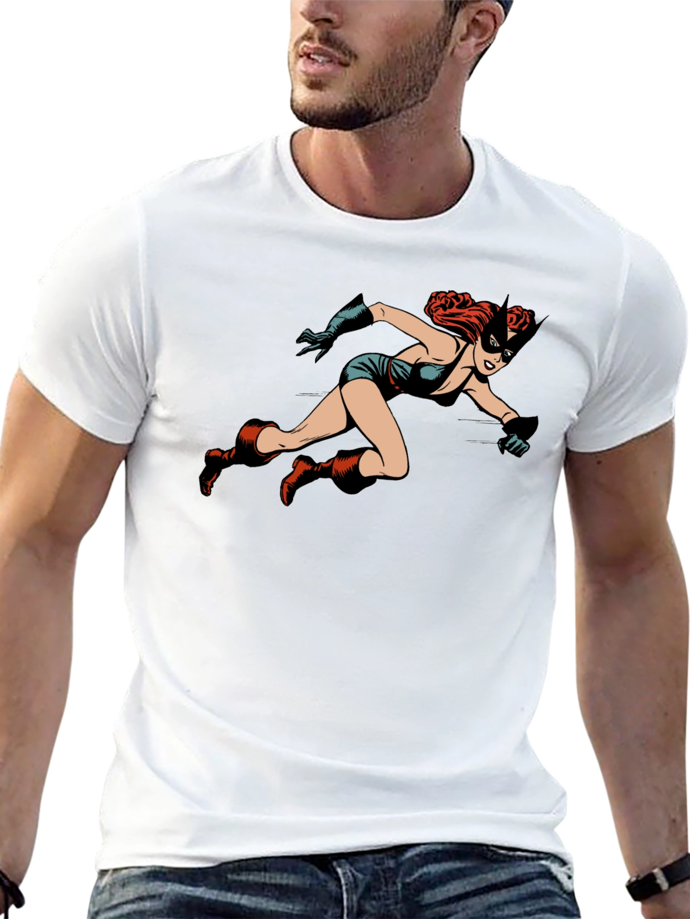 Retro Comic Book Heroine Graphic T-Shirt - Unisex
