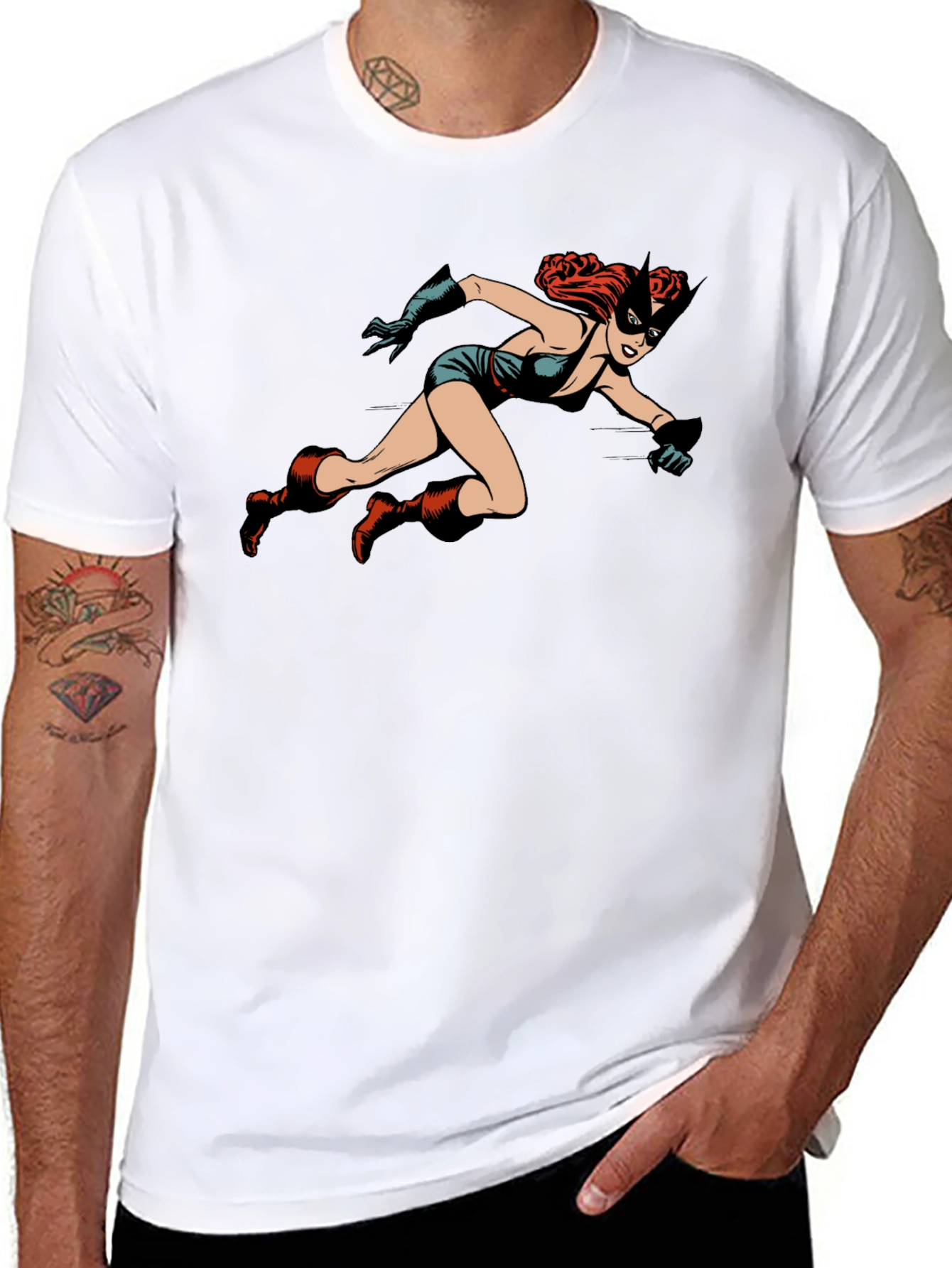 Retro Comic Book Heroine Graphic T-Shirt - Unisex