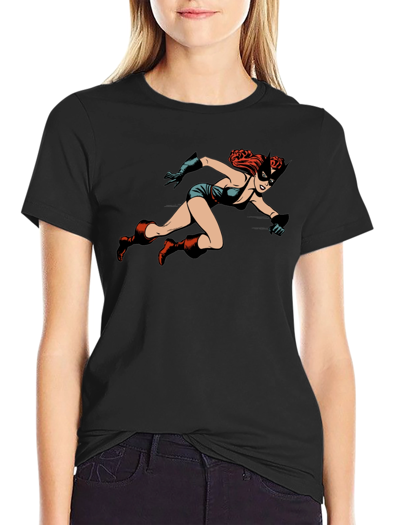 Retro Comic Book Heroine Graphic T-Shirt - Unisex