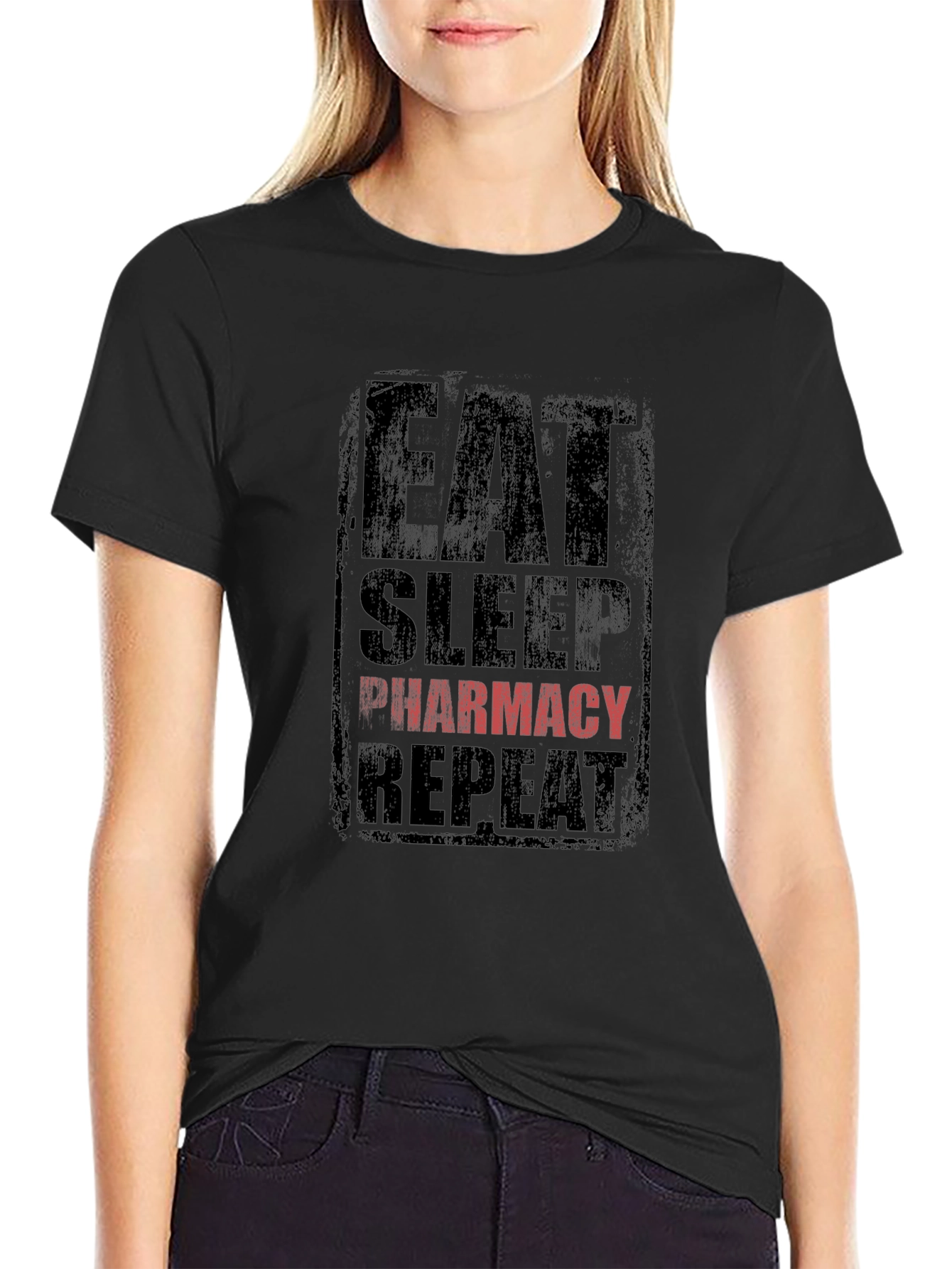 Eat Sleep Pharmacy Repeat T-Shirt - Black Graphic Tee