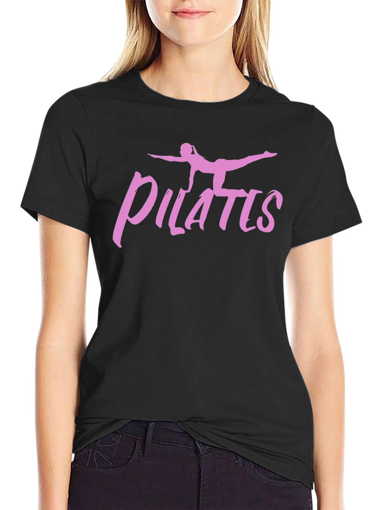 Pilates Pose Graphic Tee - Black
