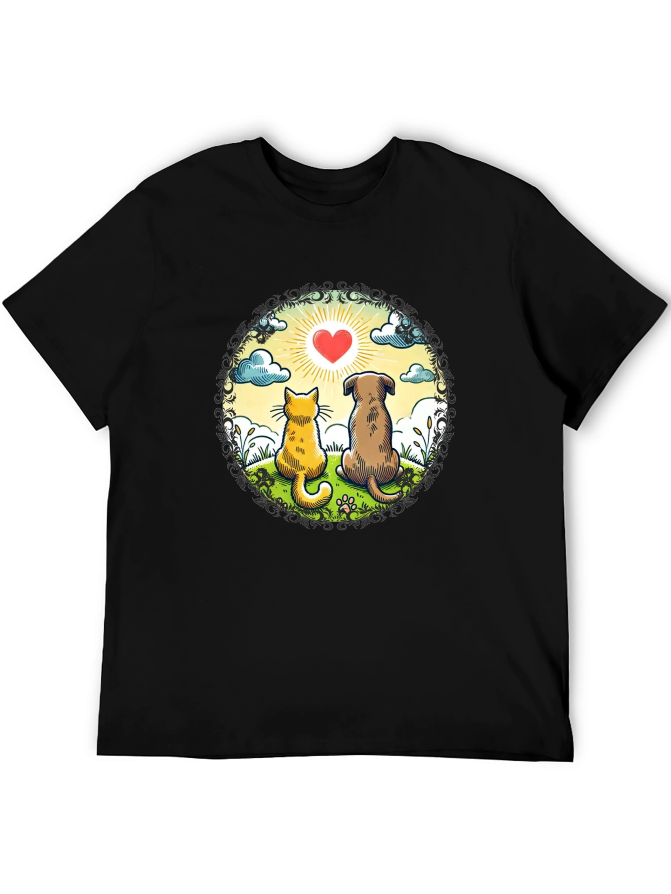 Heartwarming Cat & Dog Love T-Shirt