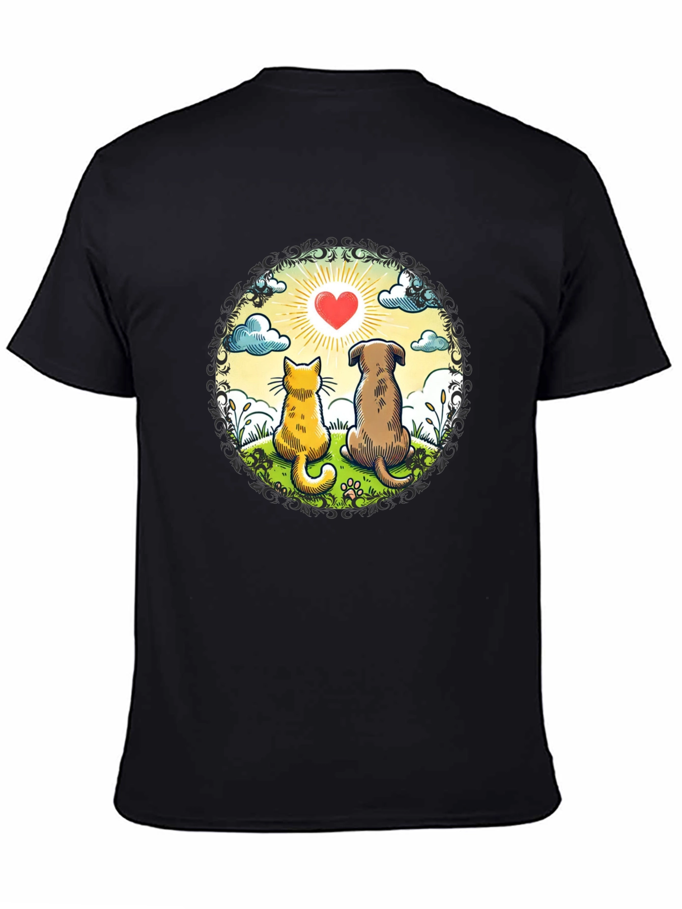Heartwarming Cat & Dog Love T-Shirt