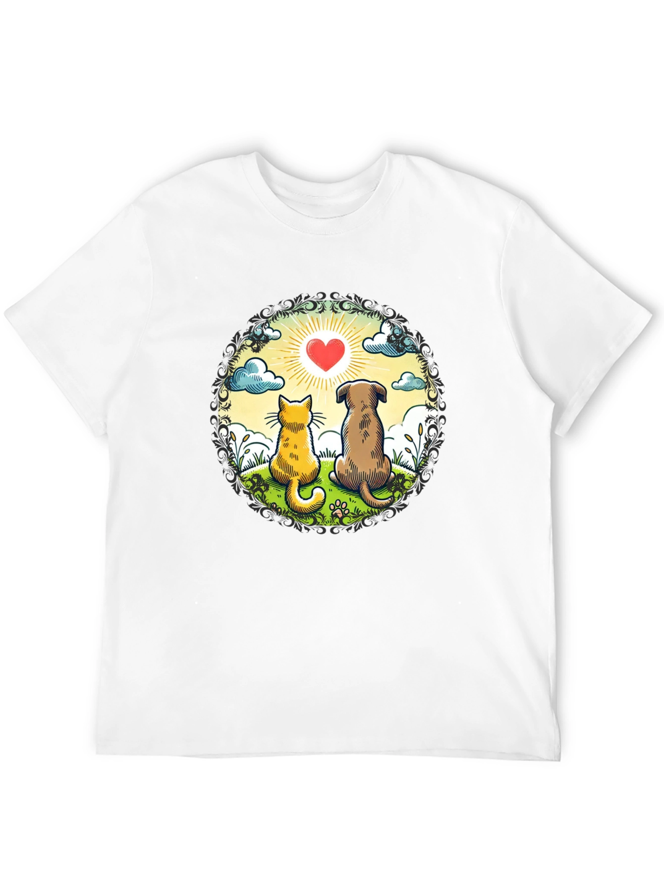 Heartwarming Cat & Dog Love T-Shirt